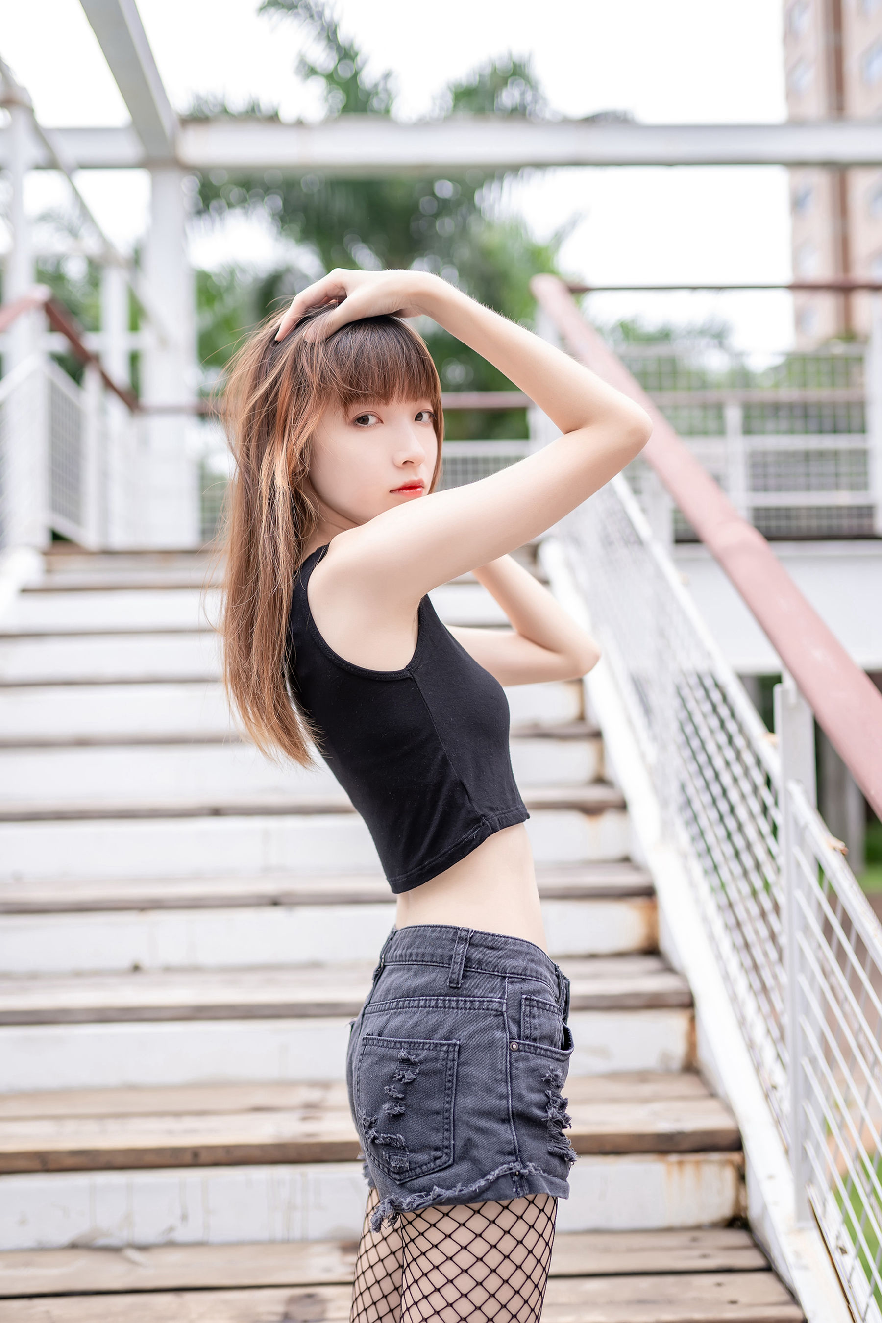 NO.094 超短牛仔短裤黑网袜-图44