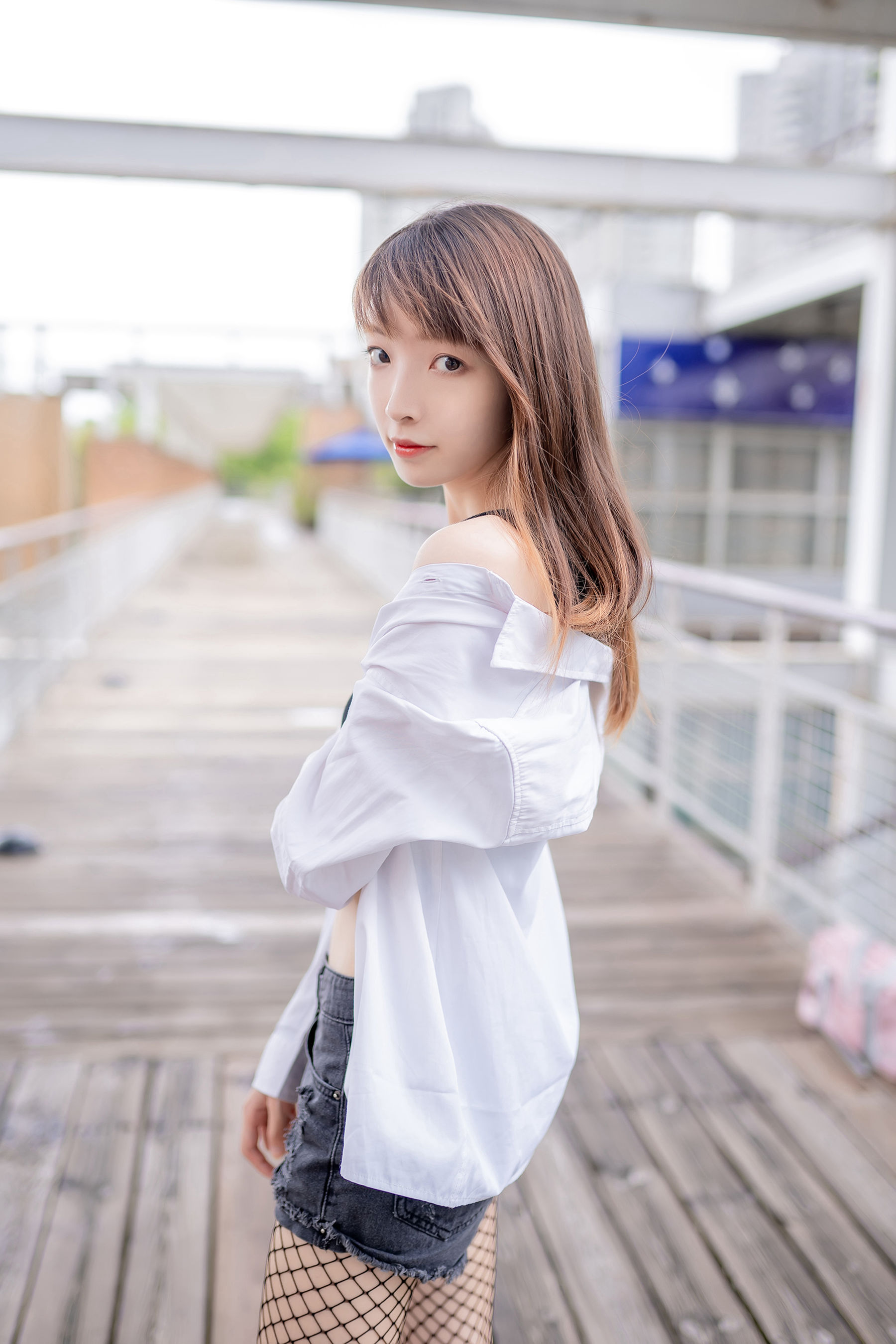 NO.094 超短牛仔短裤黑网袜-图8