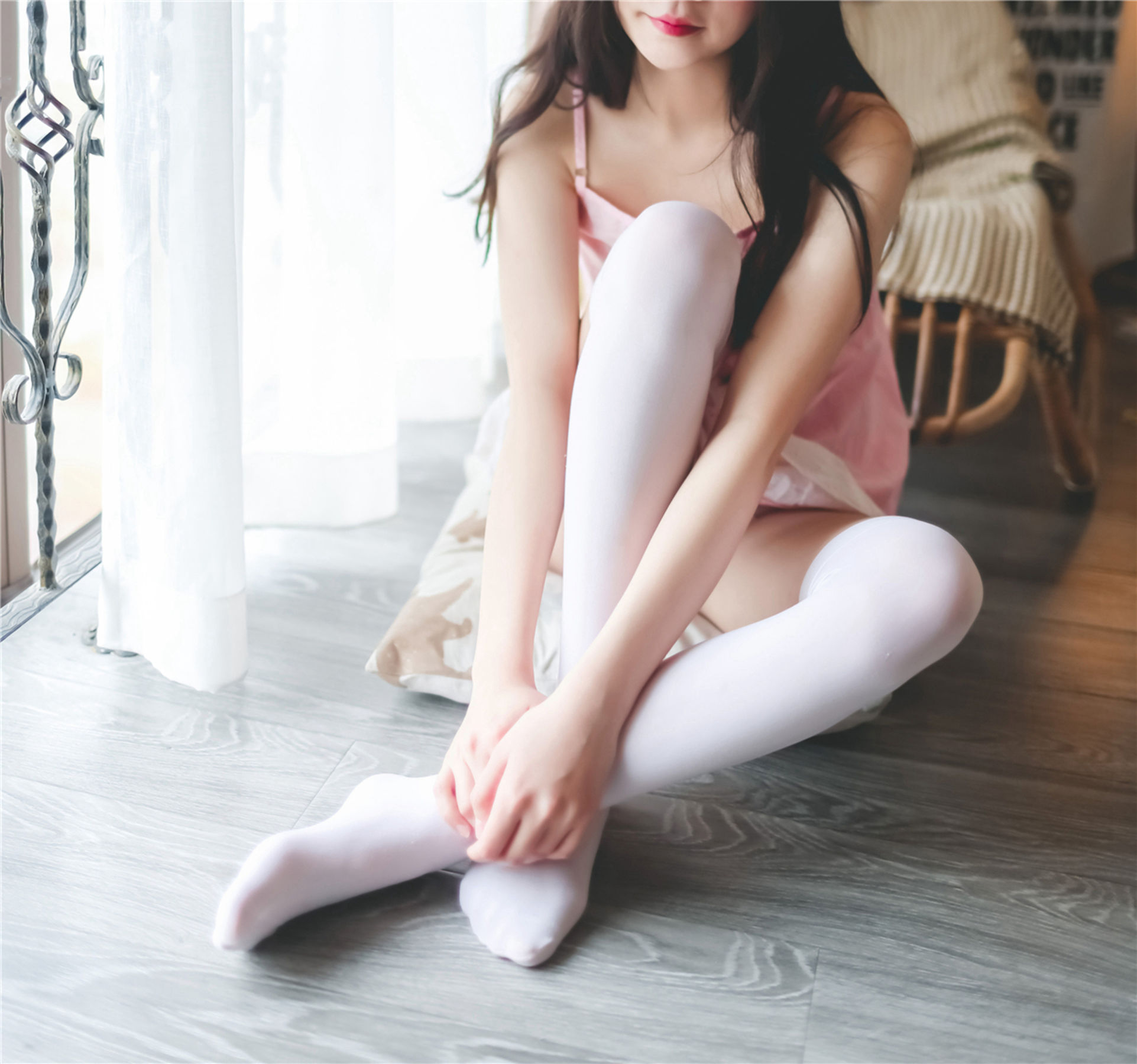 NO.110 粉红小吊带裙白丝-图19
