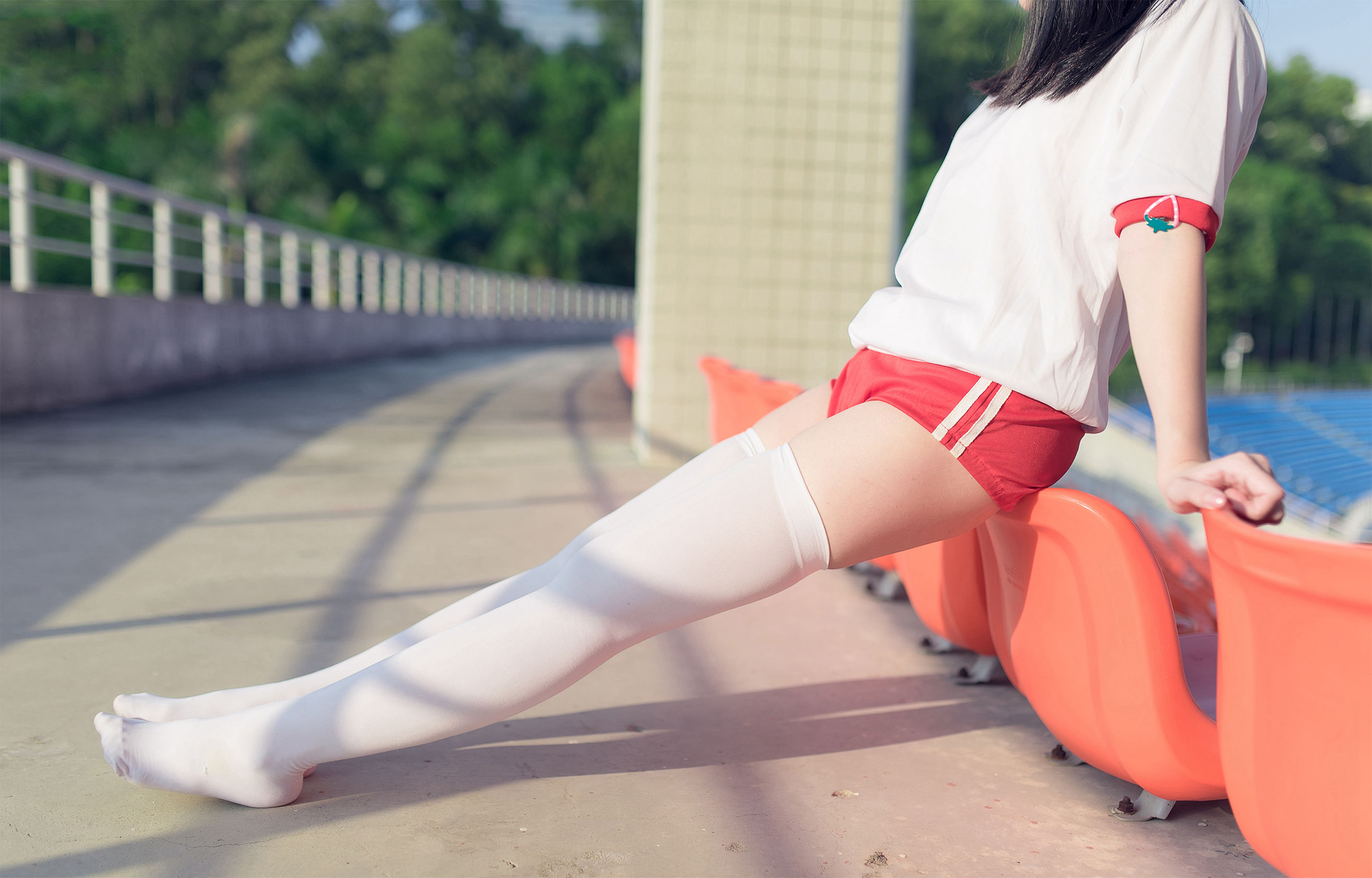 NO.112 运动场上的白丝体操服少女-图17