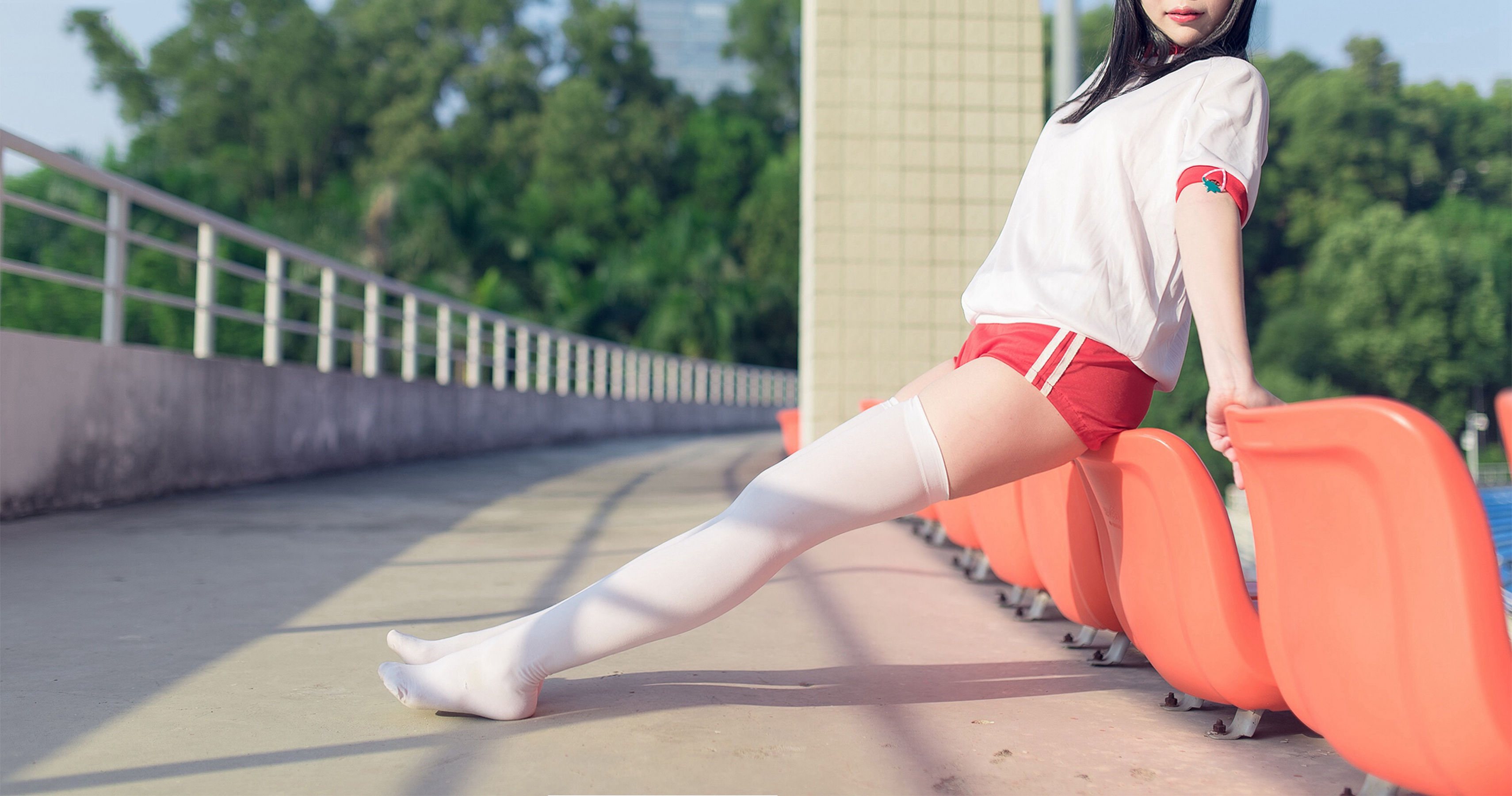 NO.112 运动场上的白丝体操服少女-图37