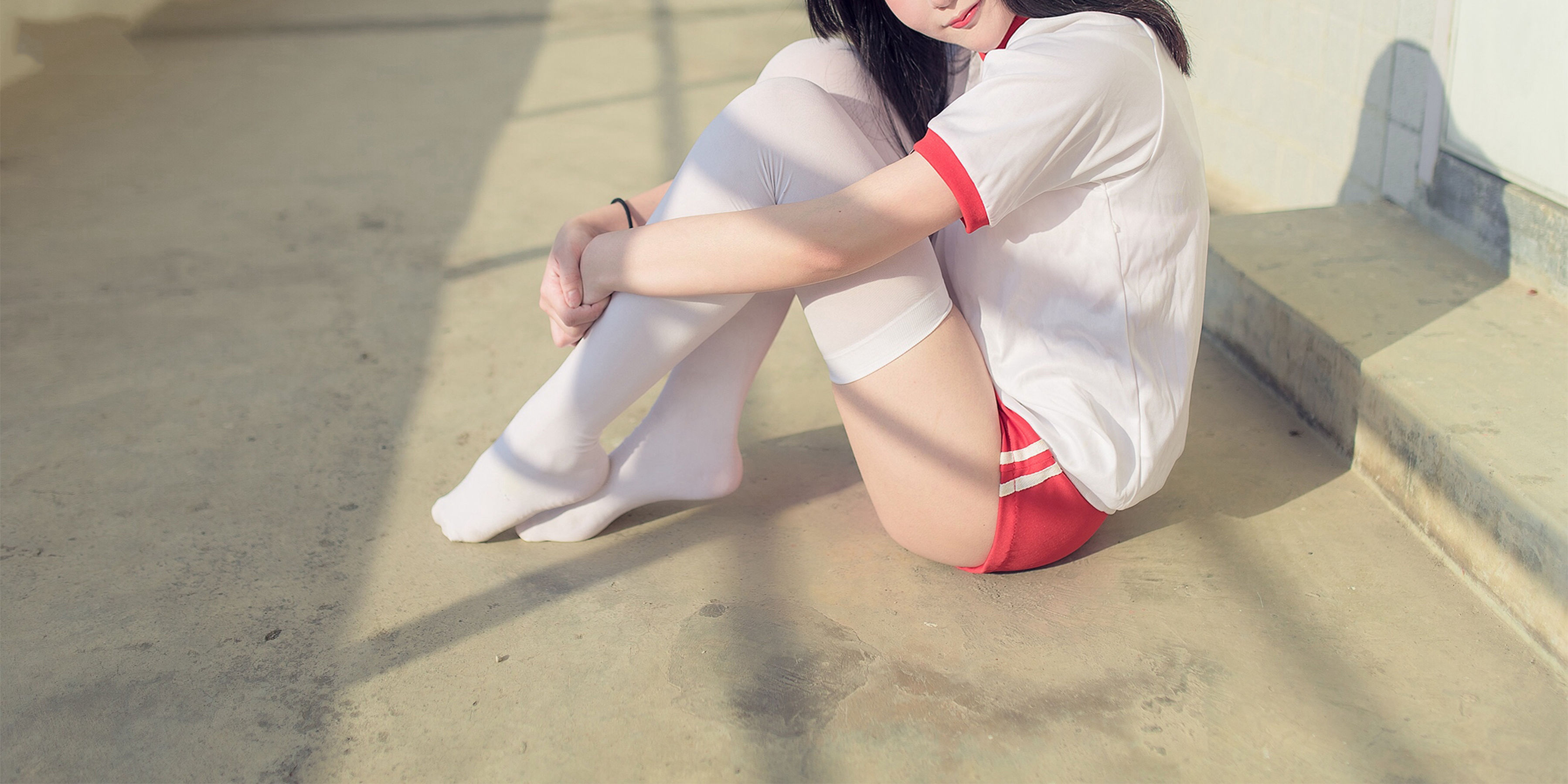 NO.112 运动场上的白丝体操服少女-图38