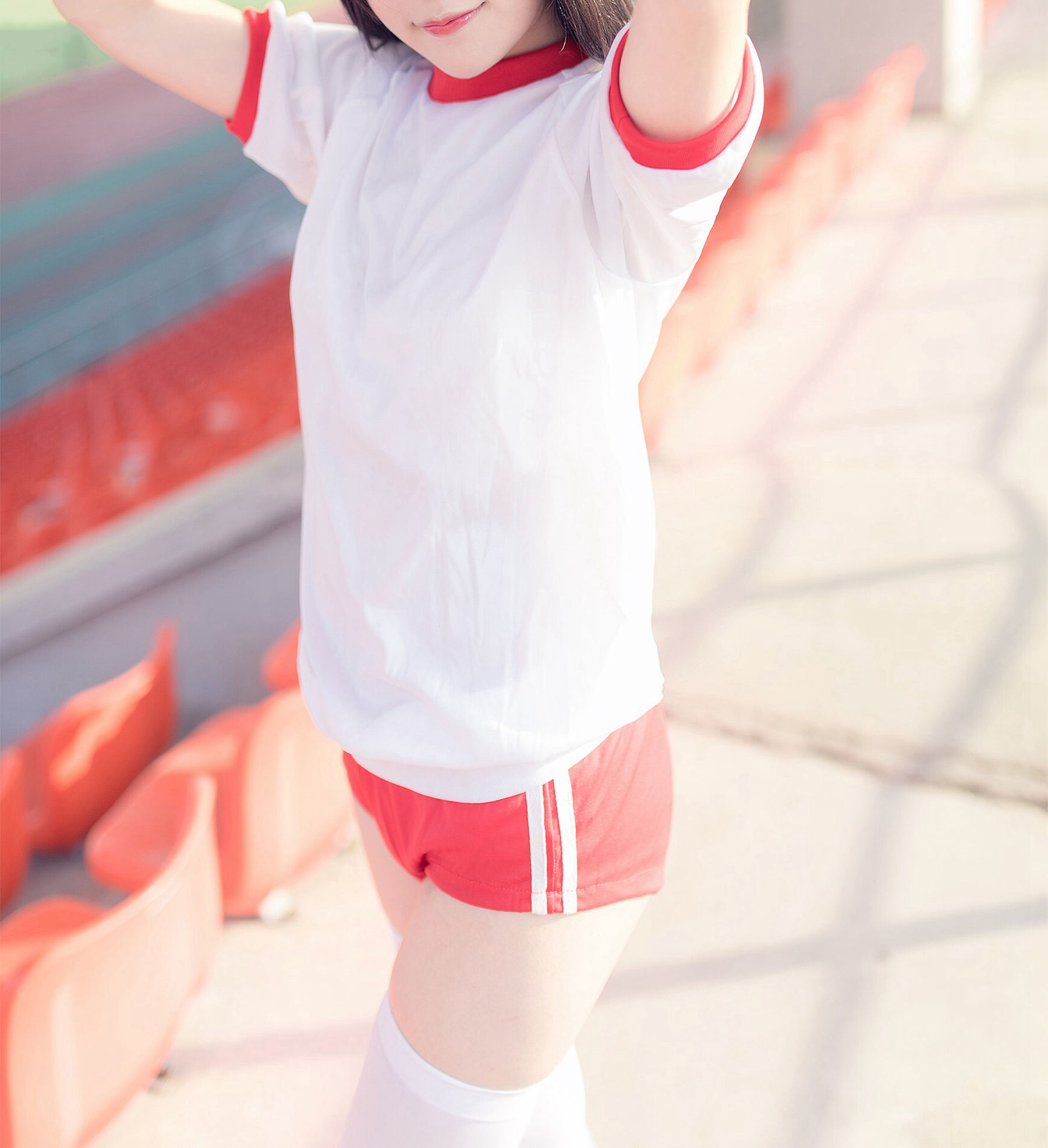 NO.112 运动场上的白丝体操服少女-图3