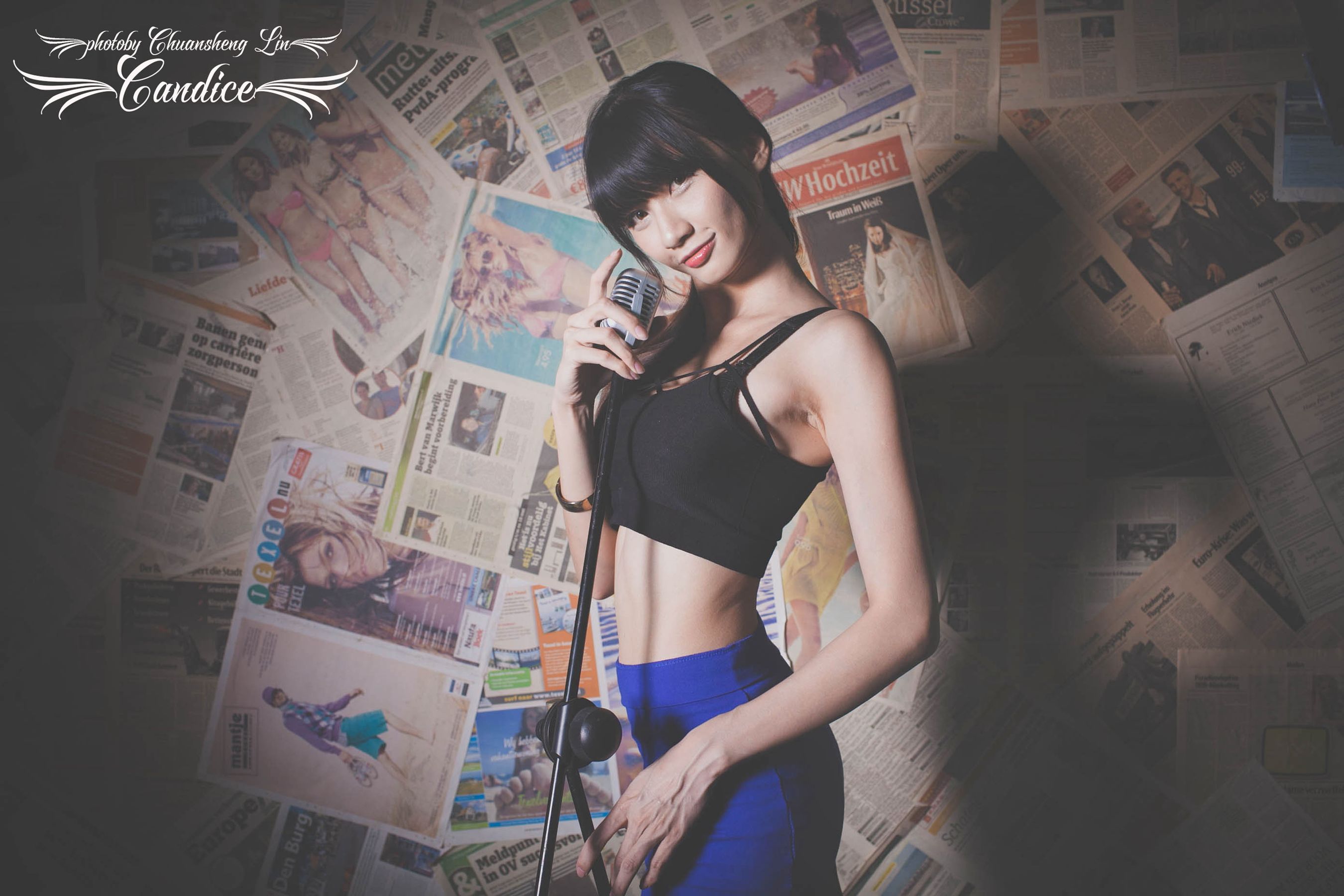 蔡译心Candice - 黑丝+蓝色包臀裙美腿写真-图25