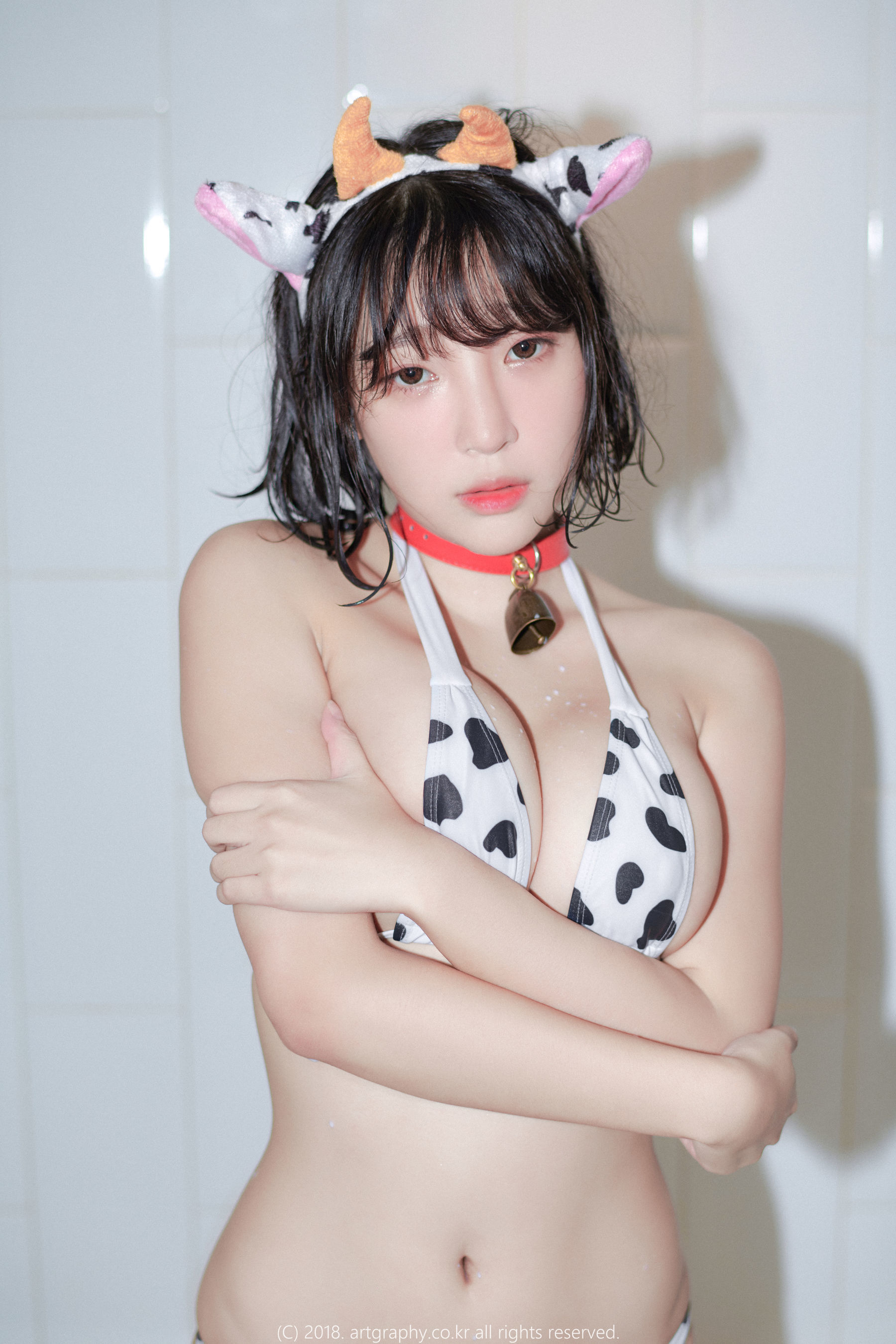 VOL.039 巨乳少女姜仁卿 - 白猫少女+奶牛尤物-图42