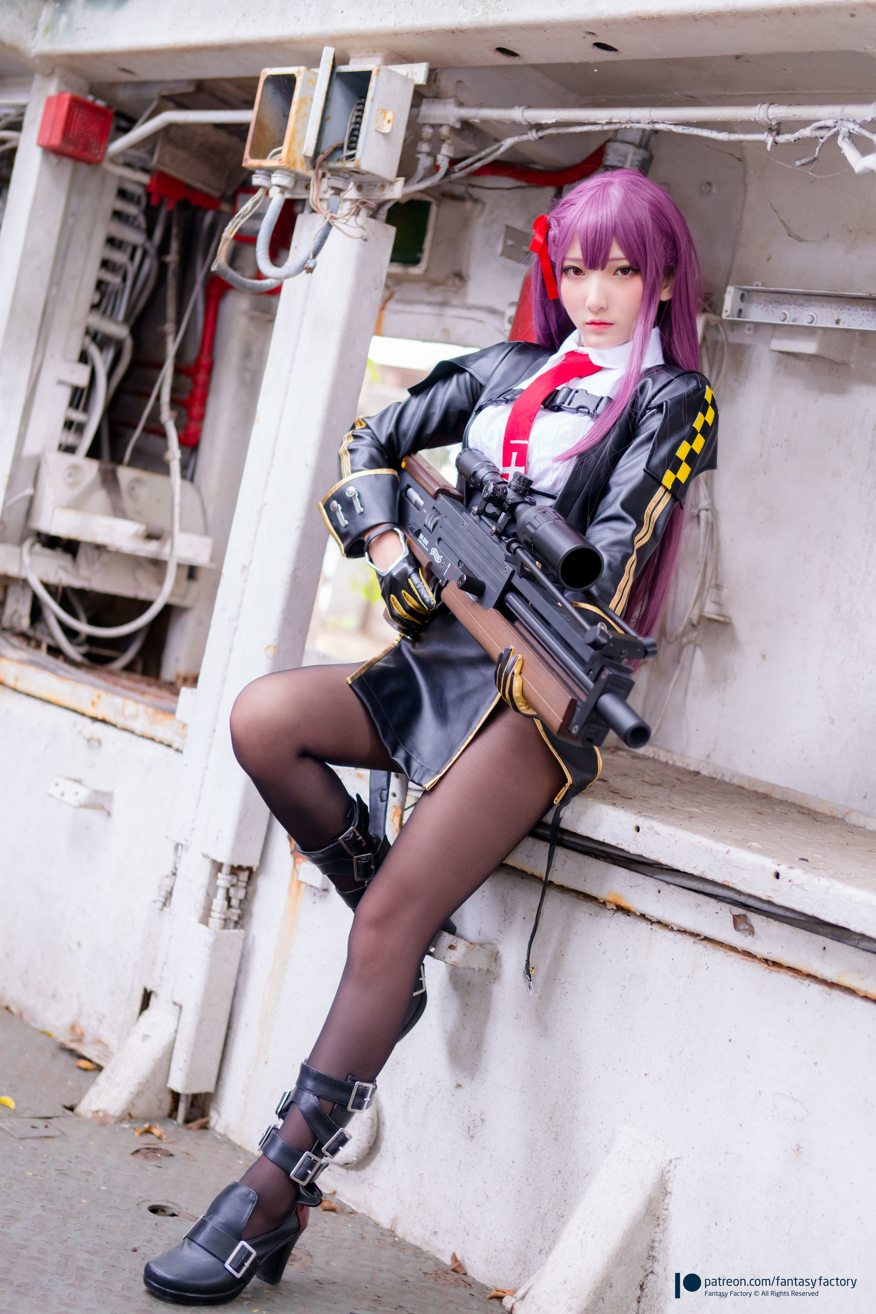 小丁Cosplay - 黑丝 黑胶 女杀手-图14