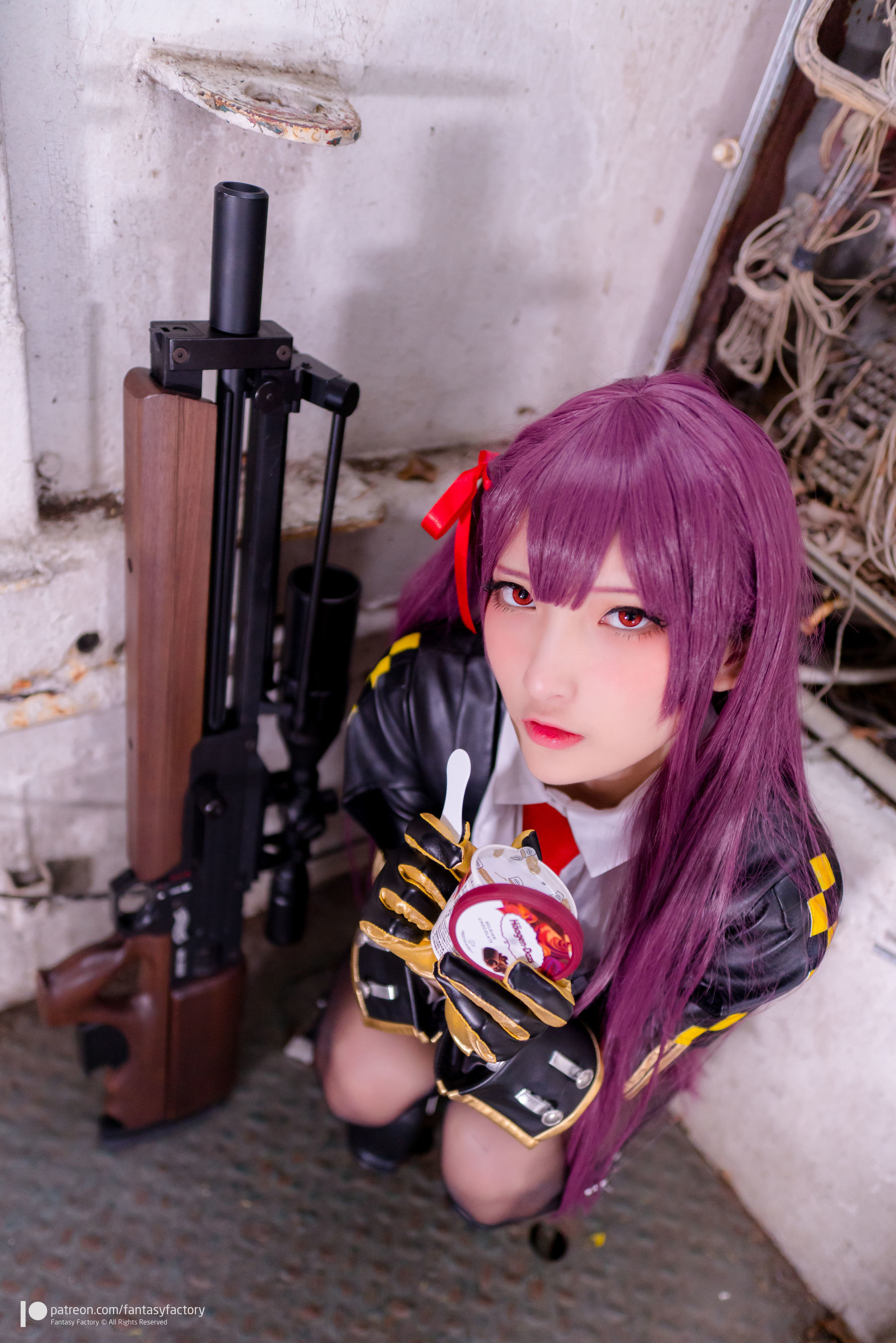 小丁Cosplay - 黑丝 黑胶 女杀手-图17