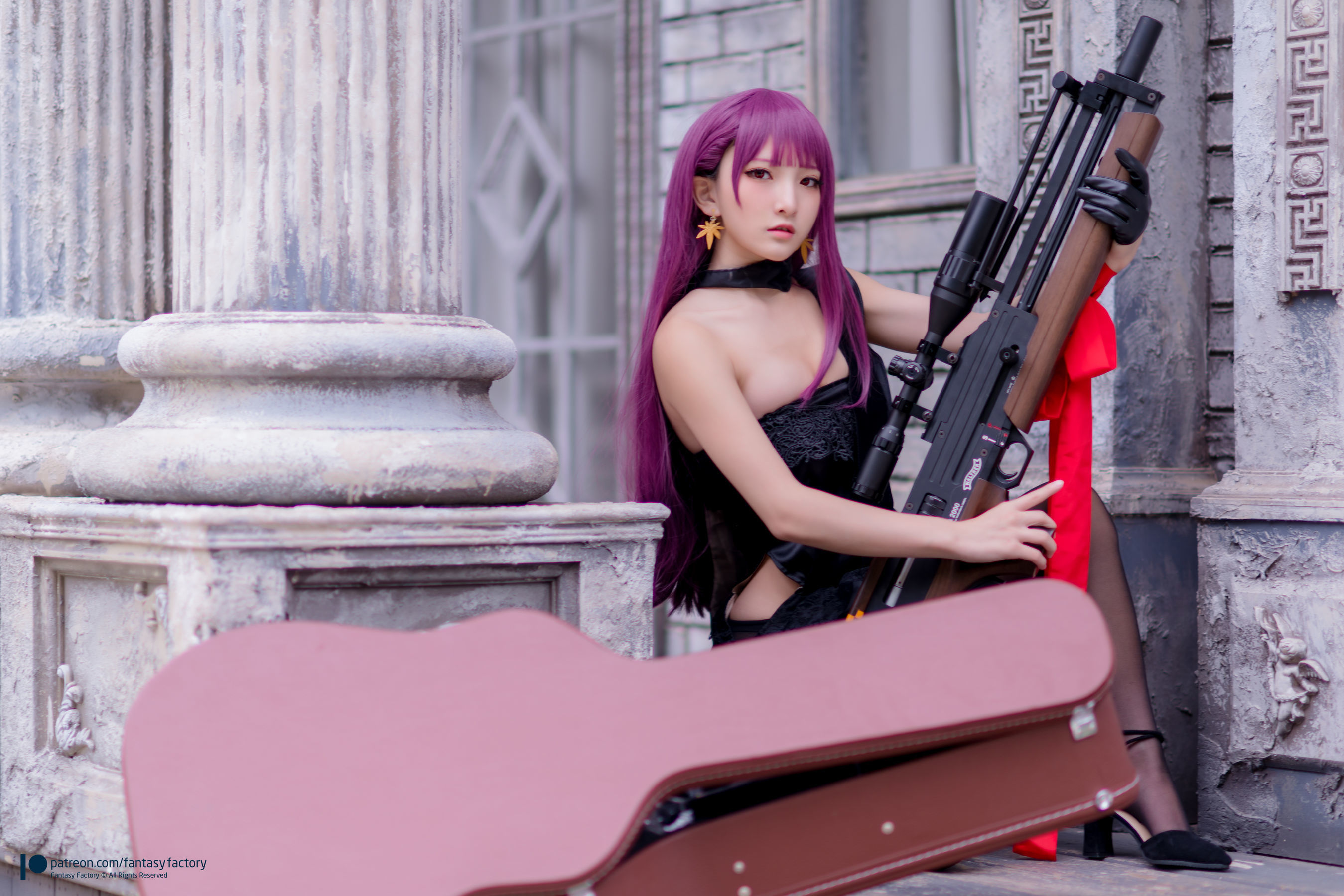 小丁Cosplay - 黑丝 黑胶 女杀手-图54