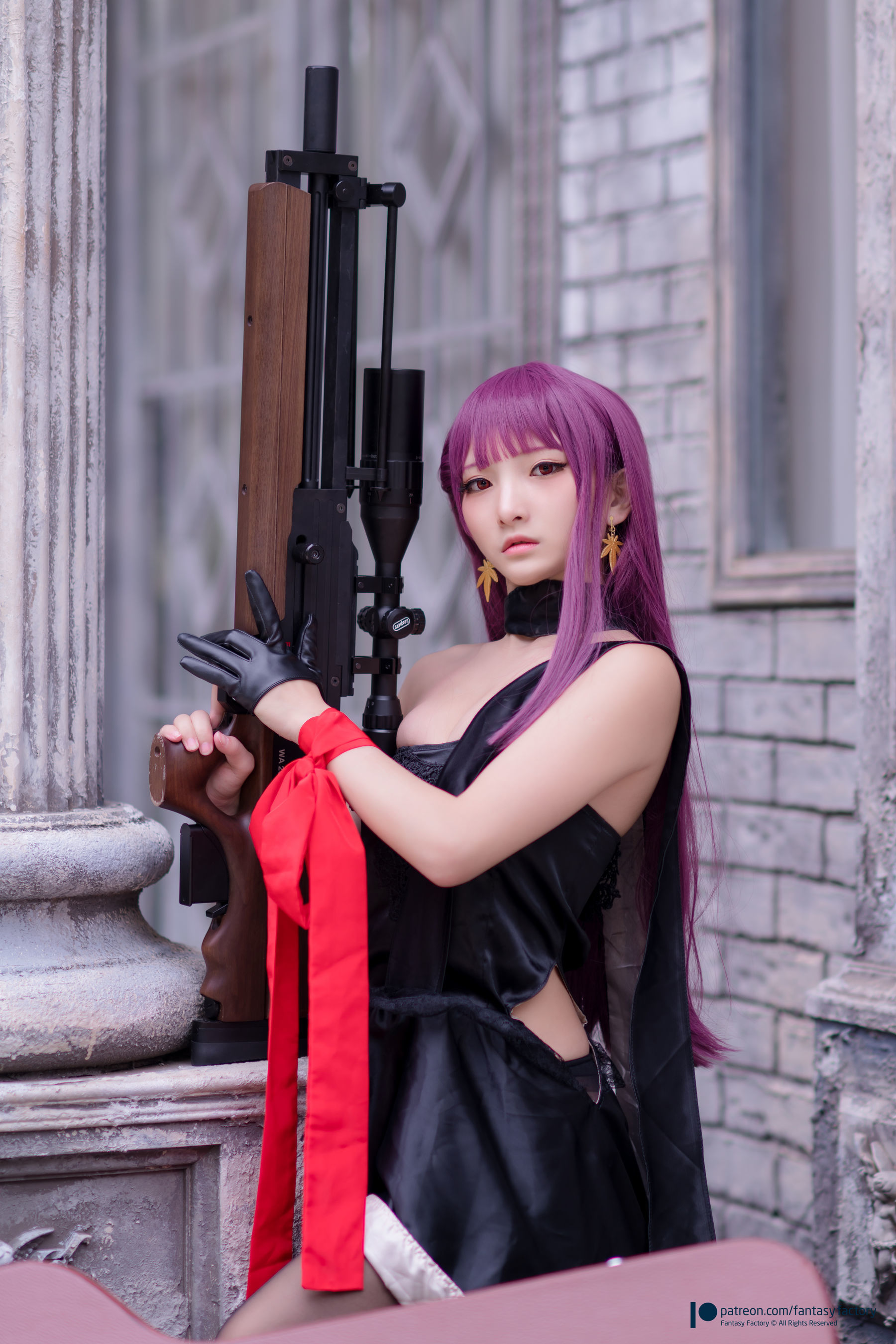 小丁Cosplay - 黑丝 黑胶 女杀手-图57