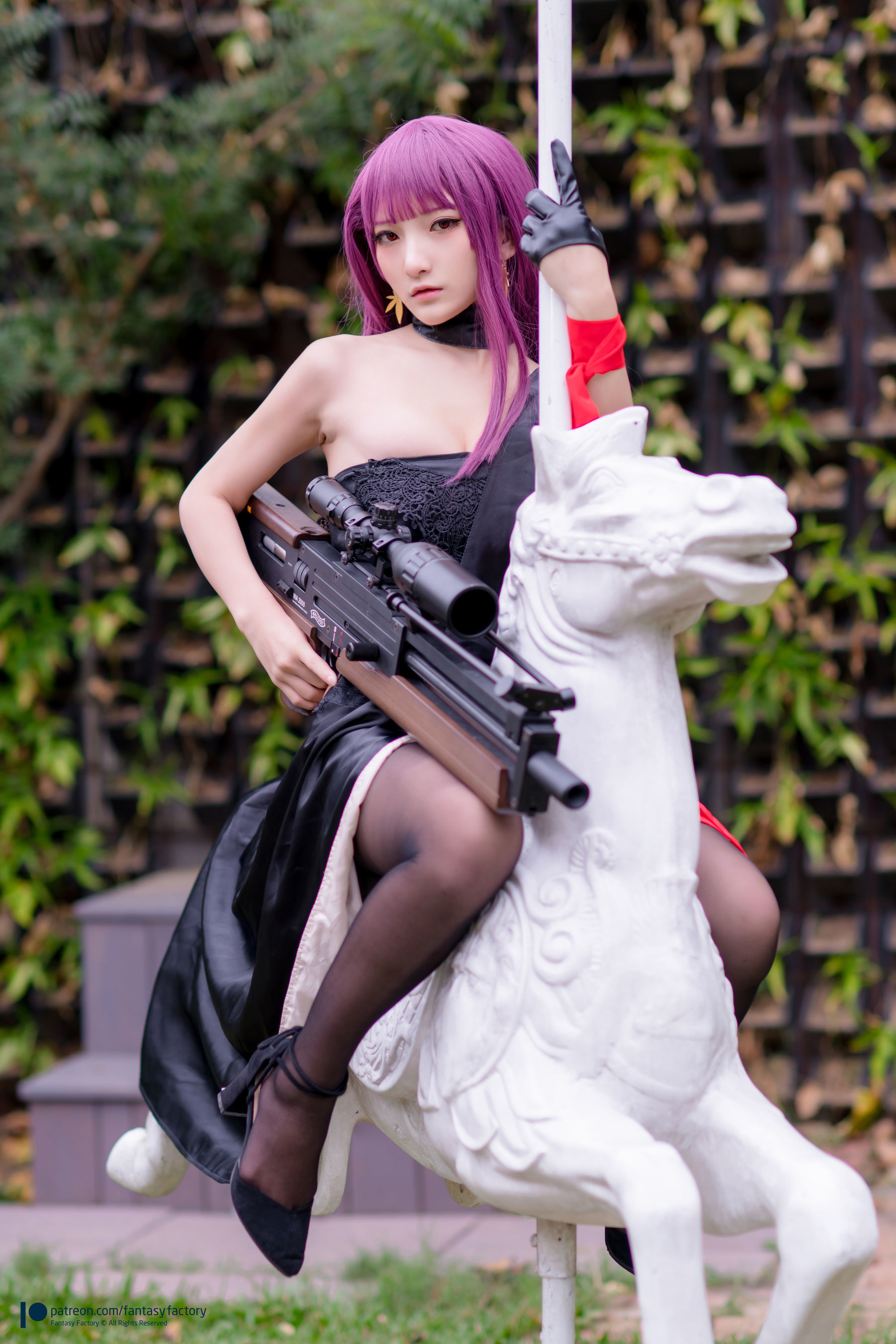 小丁Cosplay - 黑丝 黑胶 女杀手-图66