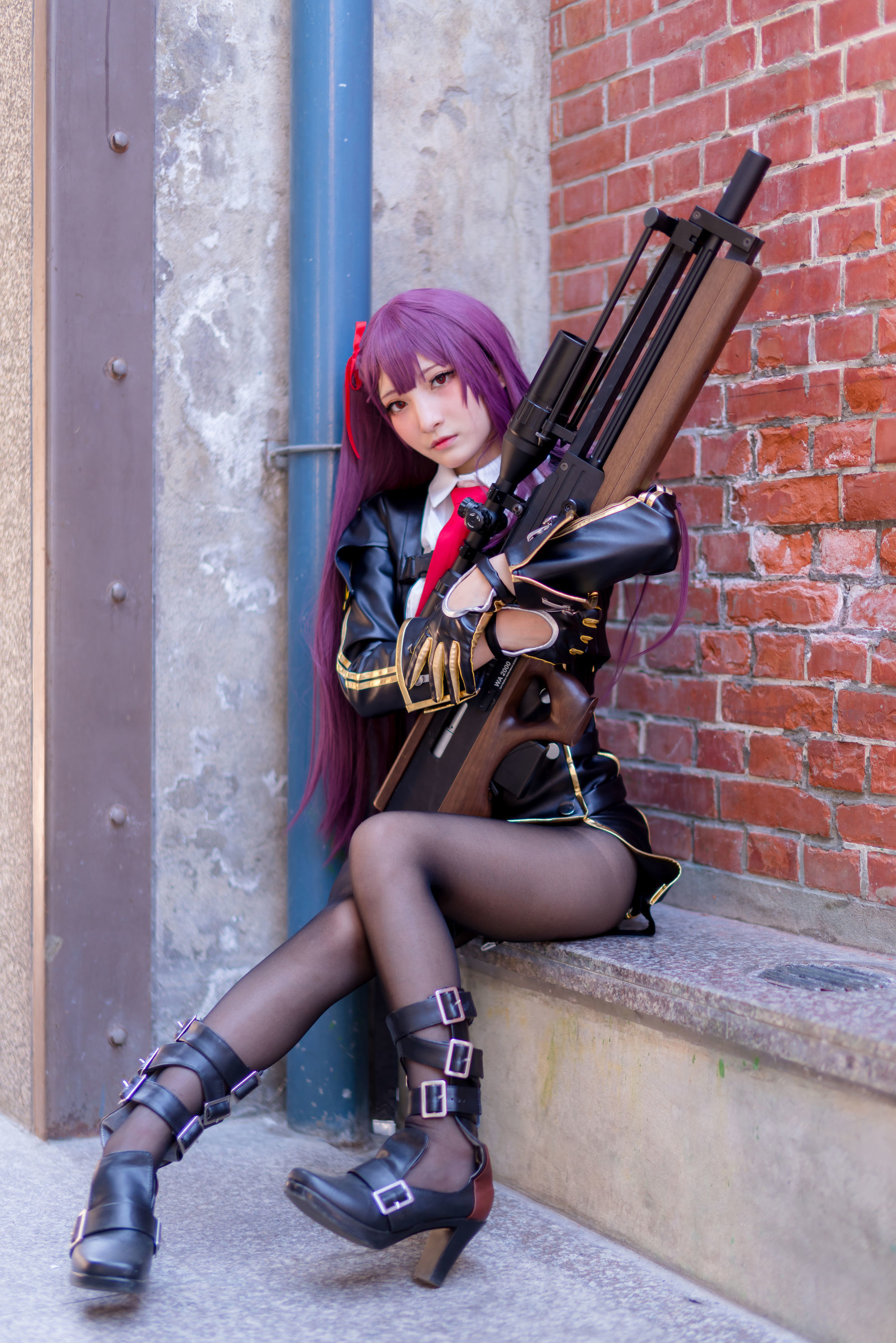 小丁Cosplay - 黑丝 黑胶 女杀手-图90