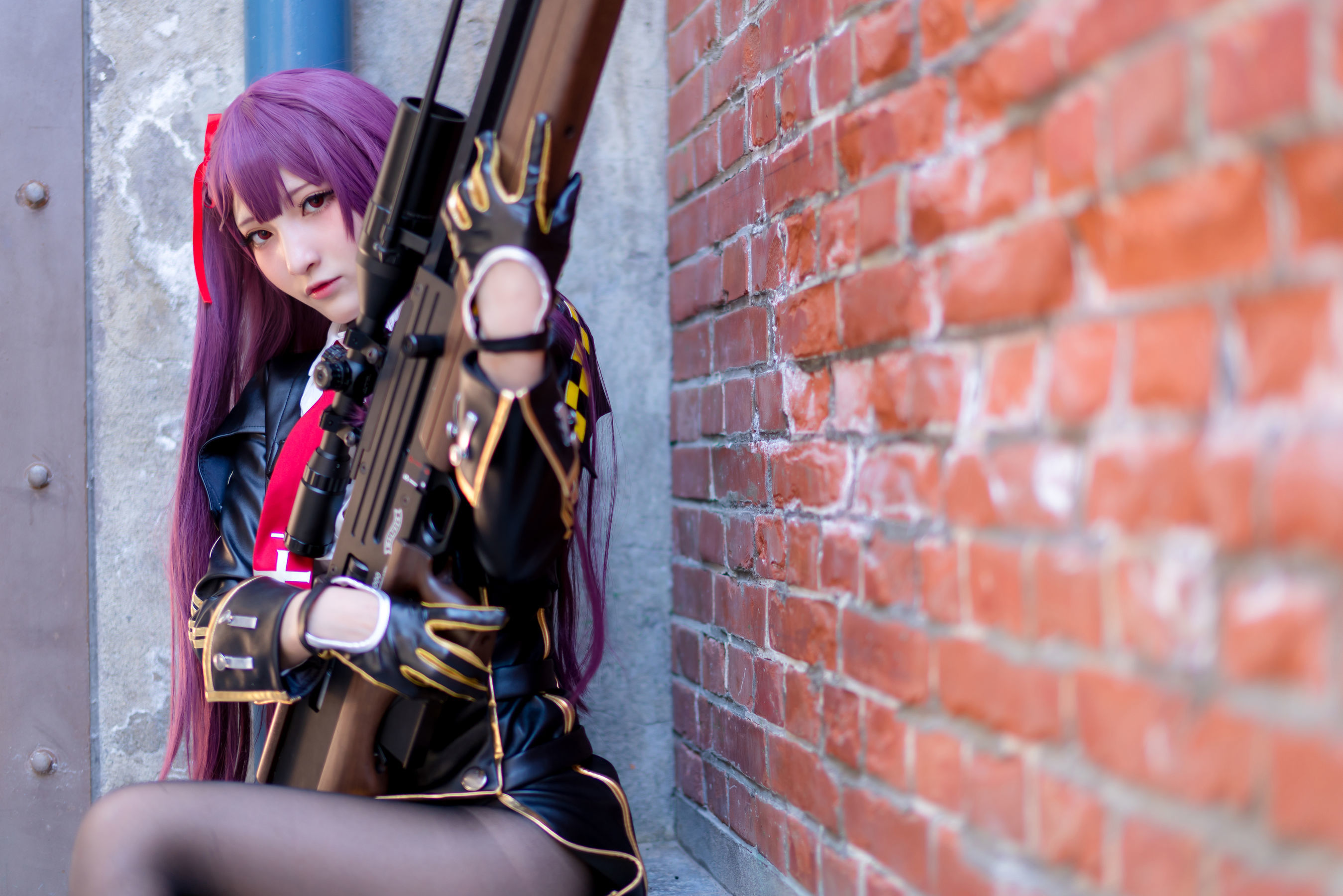 小丁Cosplay - 黑丝 黑胶 女杀手-图91