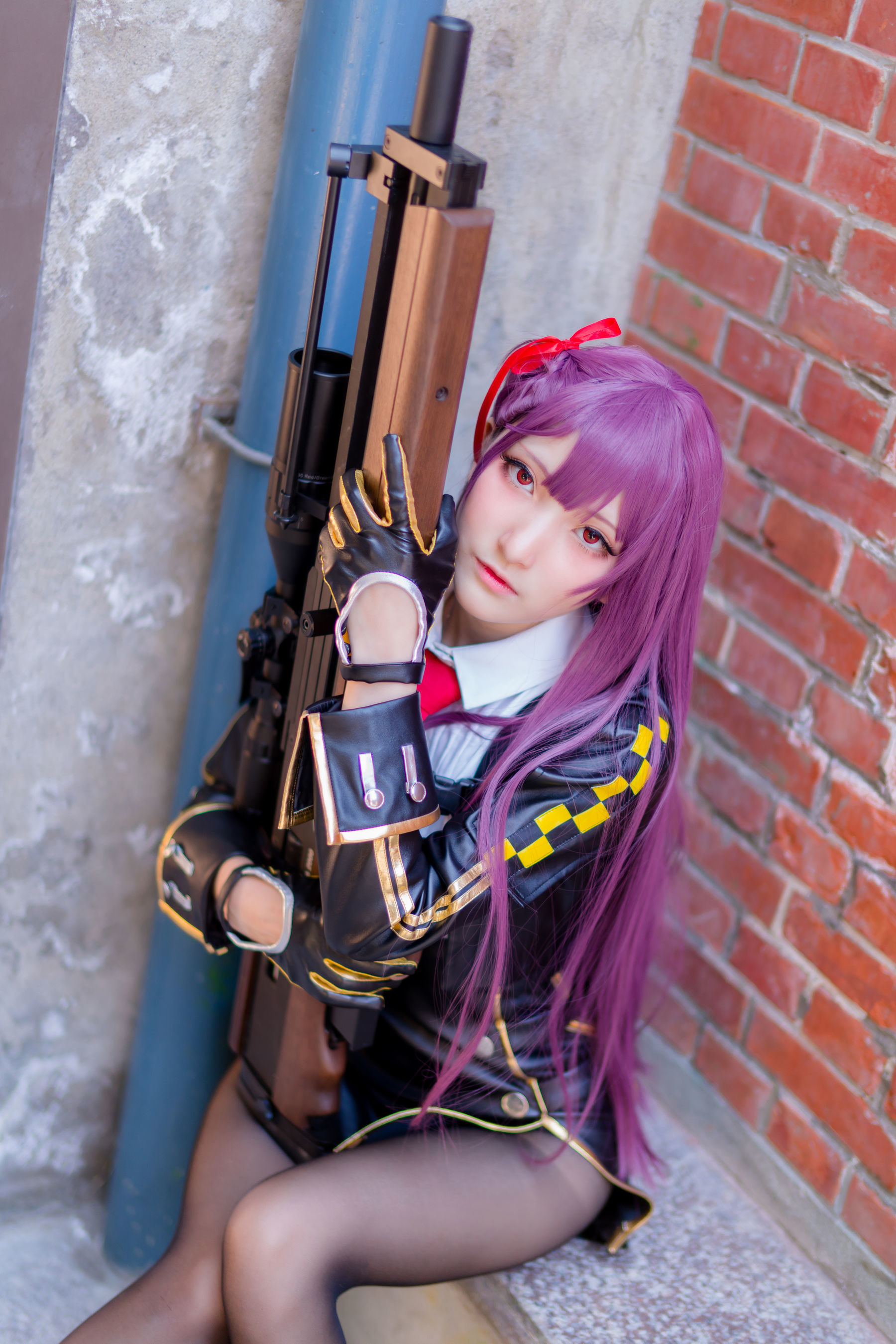 小丁Cosplay - 黑丝 黑胶 女杀手-图92