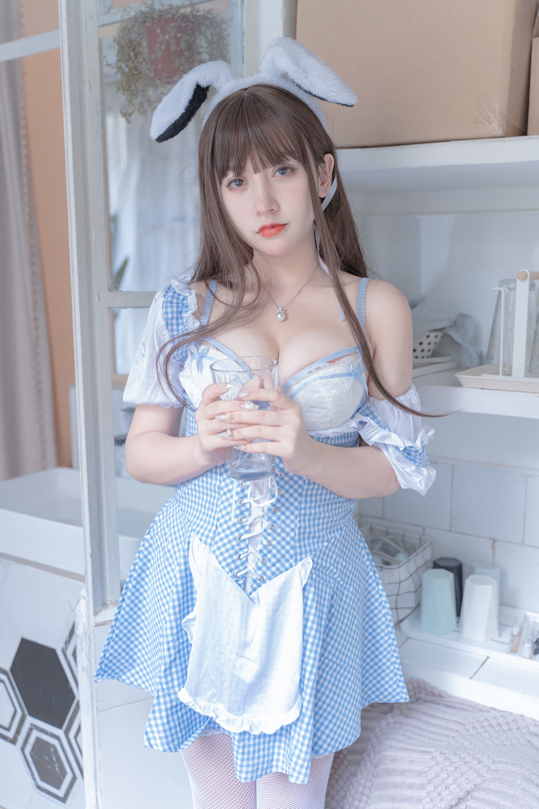 斗鱼米线线sama - 蓝白女佣-图5
