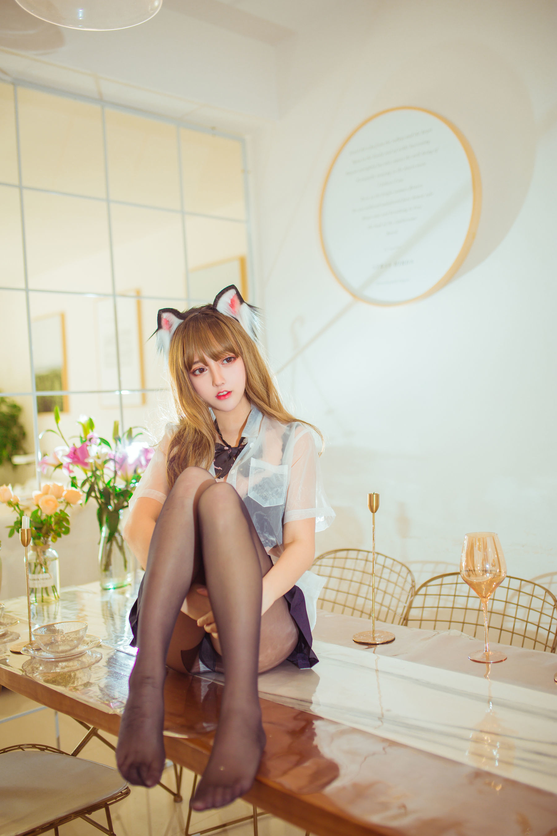 斗鱼米线线sama - 阳台黑丝性感猫咪-图22