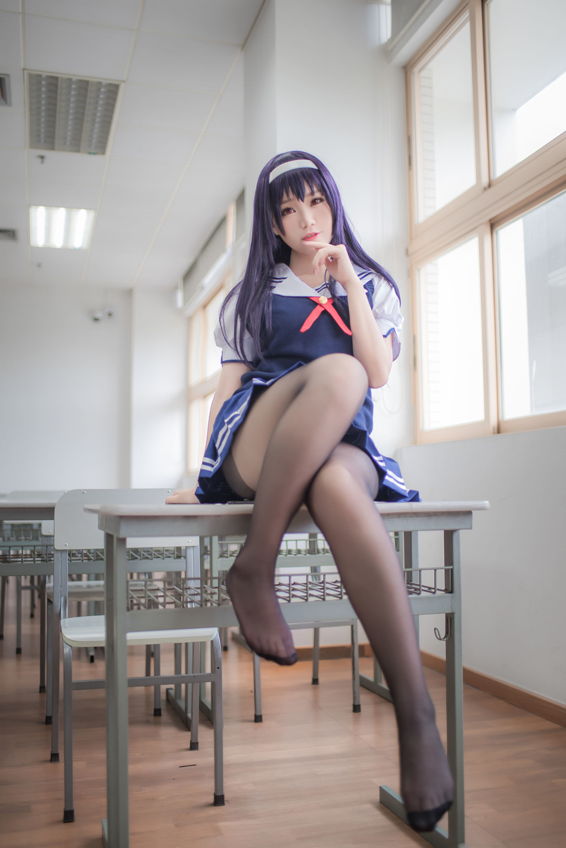 白金Saki - 校服-图14