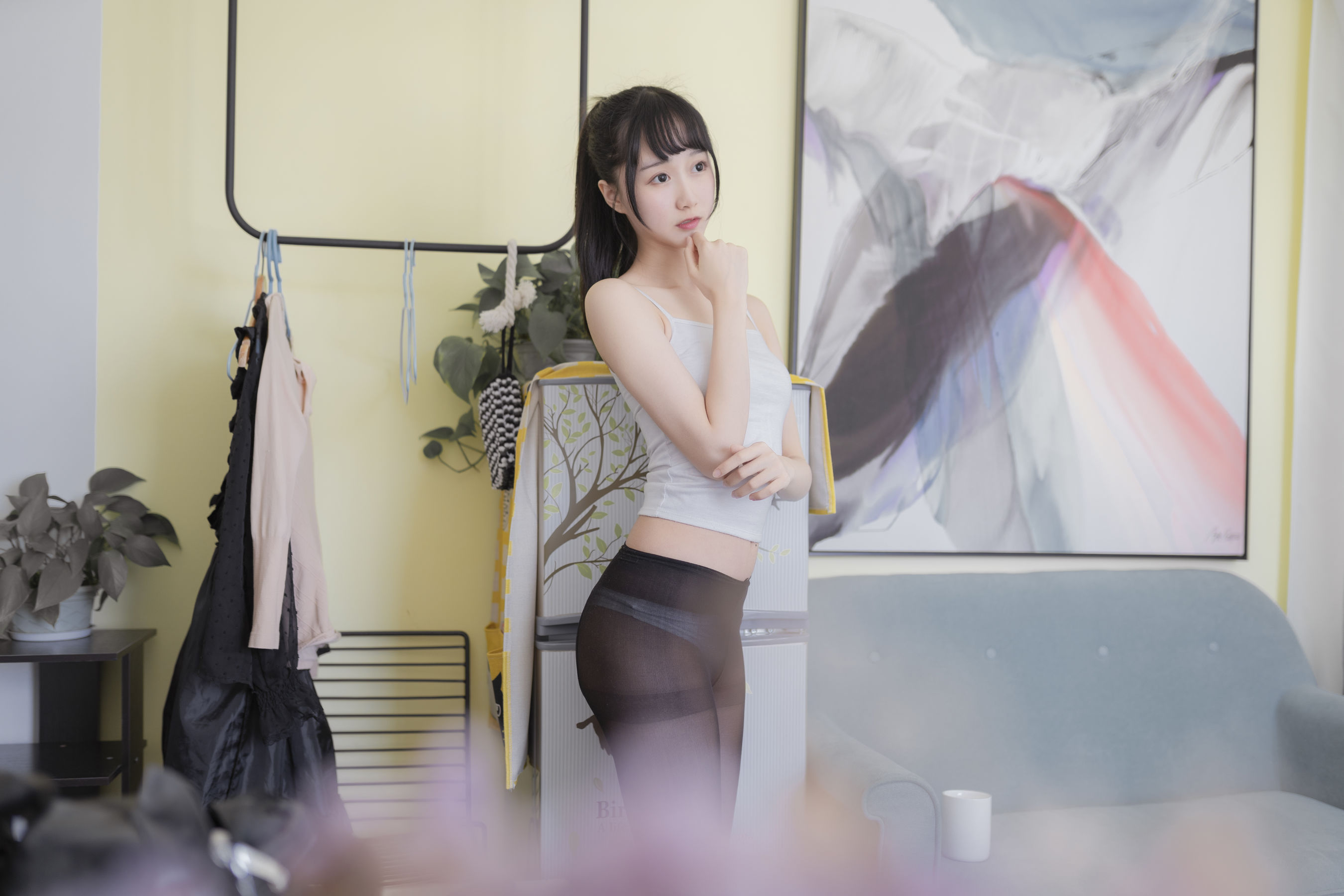 木绵绵OwO - 背心黑丝居家-图7