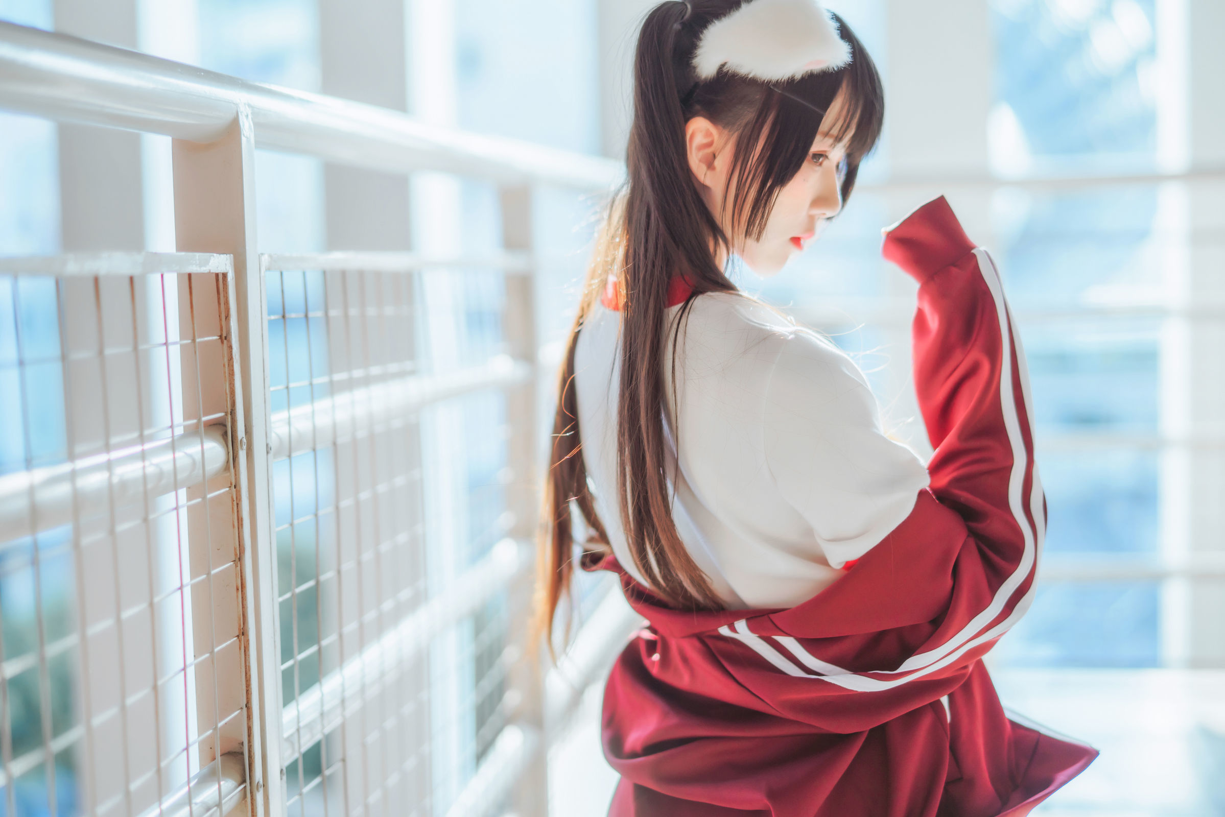 桜桃喵 - 红色体操服-图9