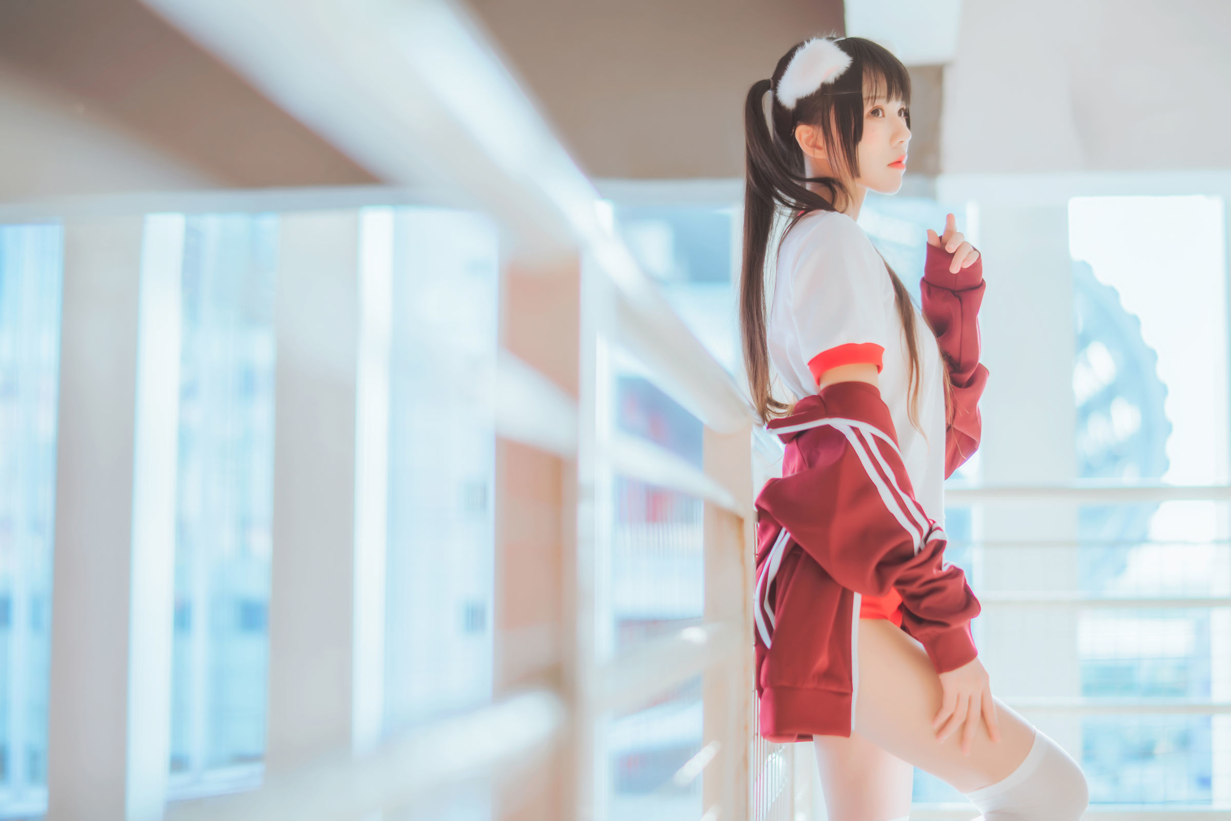 桜桃喵 - 红色体操服-图14