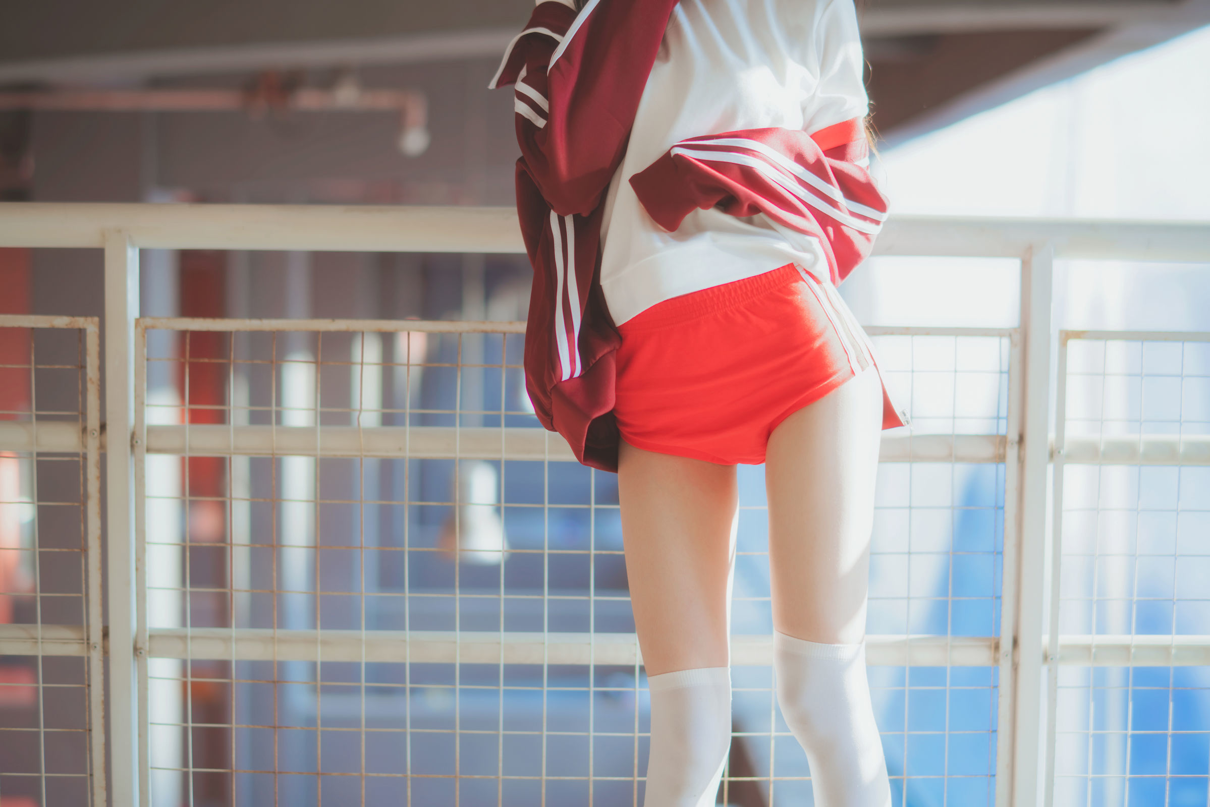桜桃喵 - 红色体操服-图17