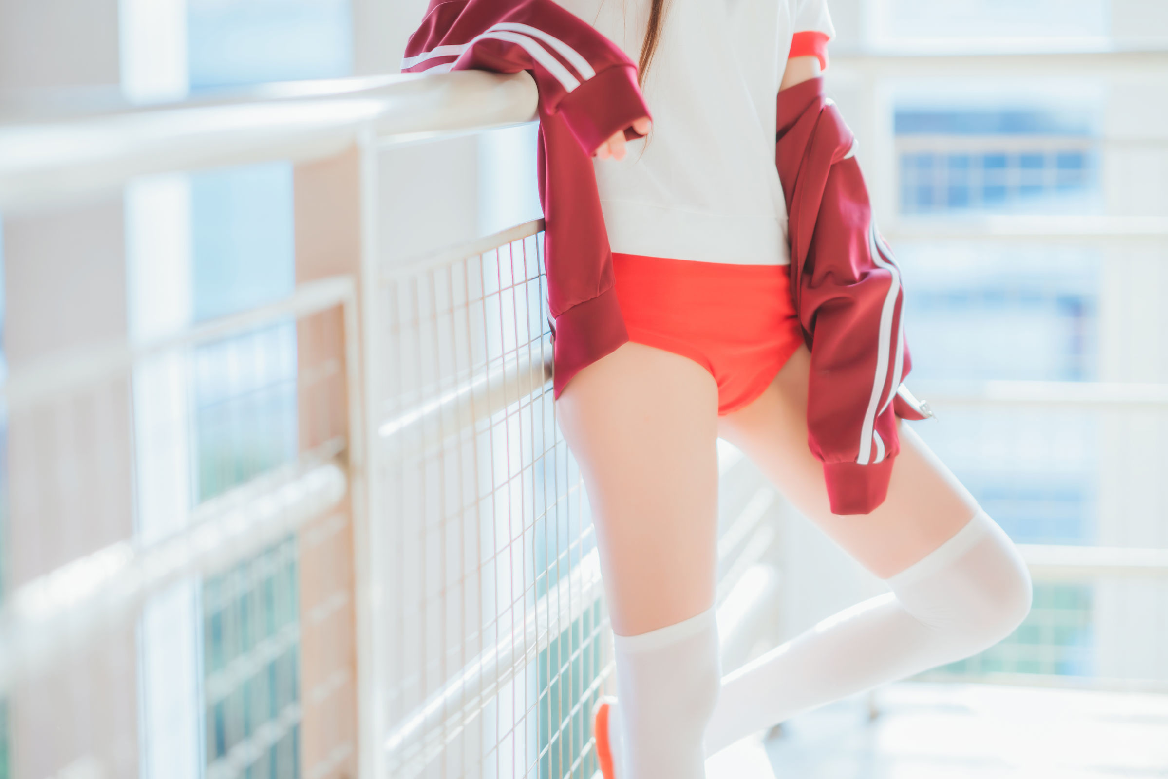桜桃喵 - 红色体操服-图20
