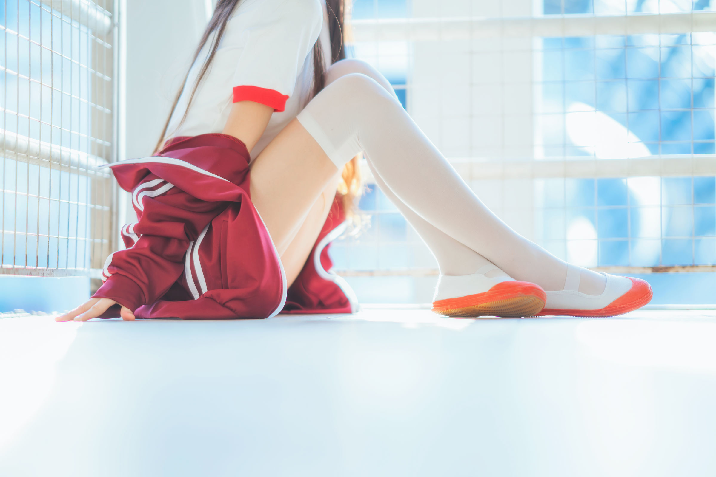 桜桃喵 - 红色体操服-图24