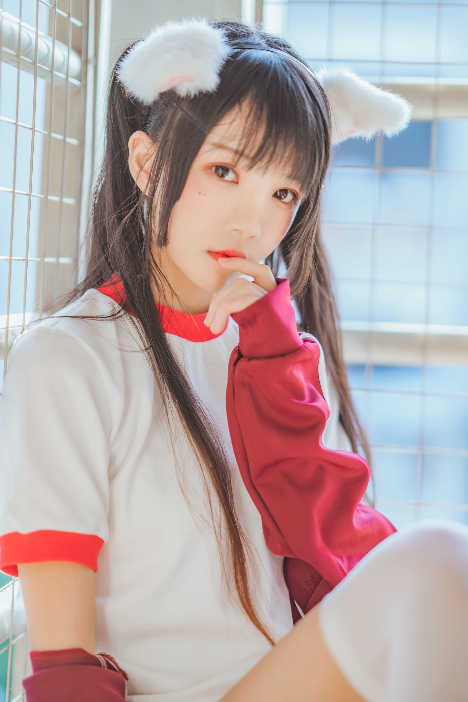 桜桃喵 - 红色体操服-图26