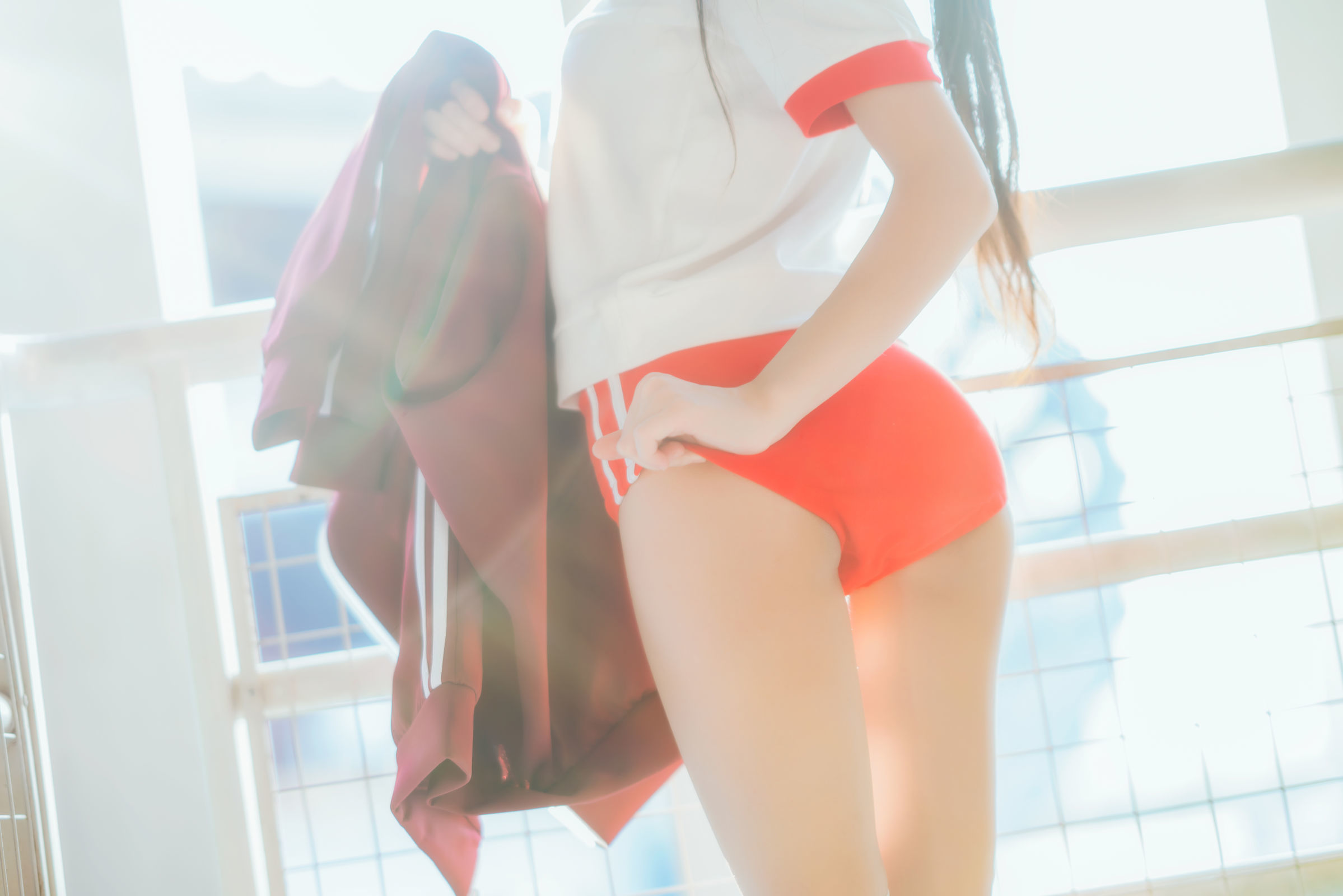 桜桃喵 - 红色体操服-图34