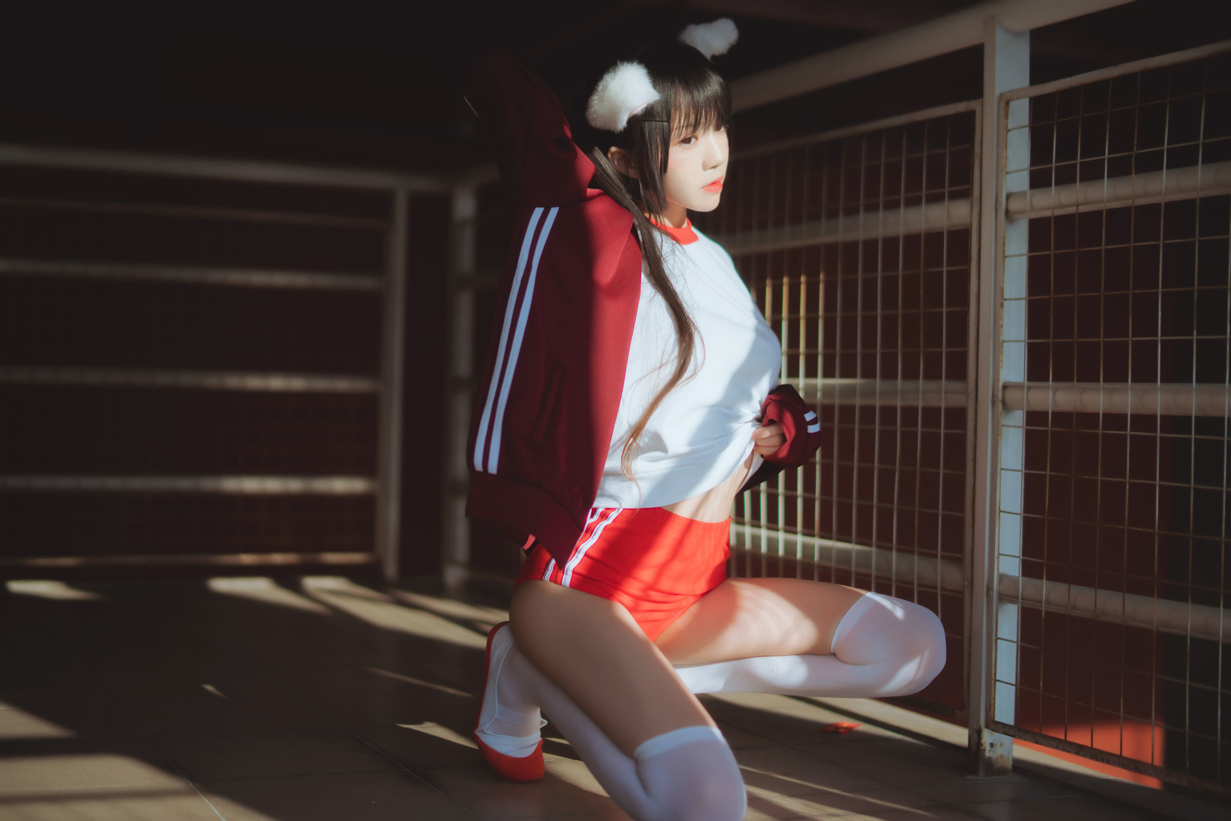 桜桃喵 - 红色体操服-图7