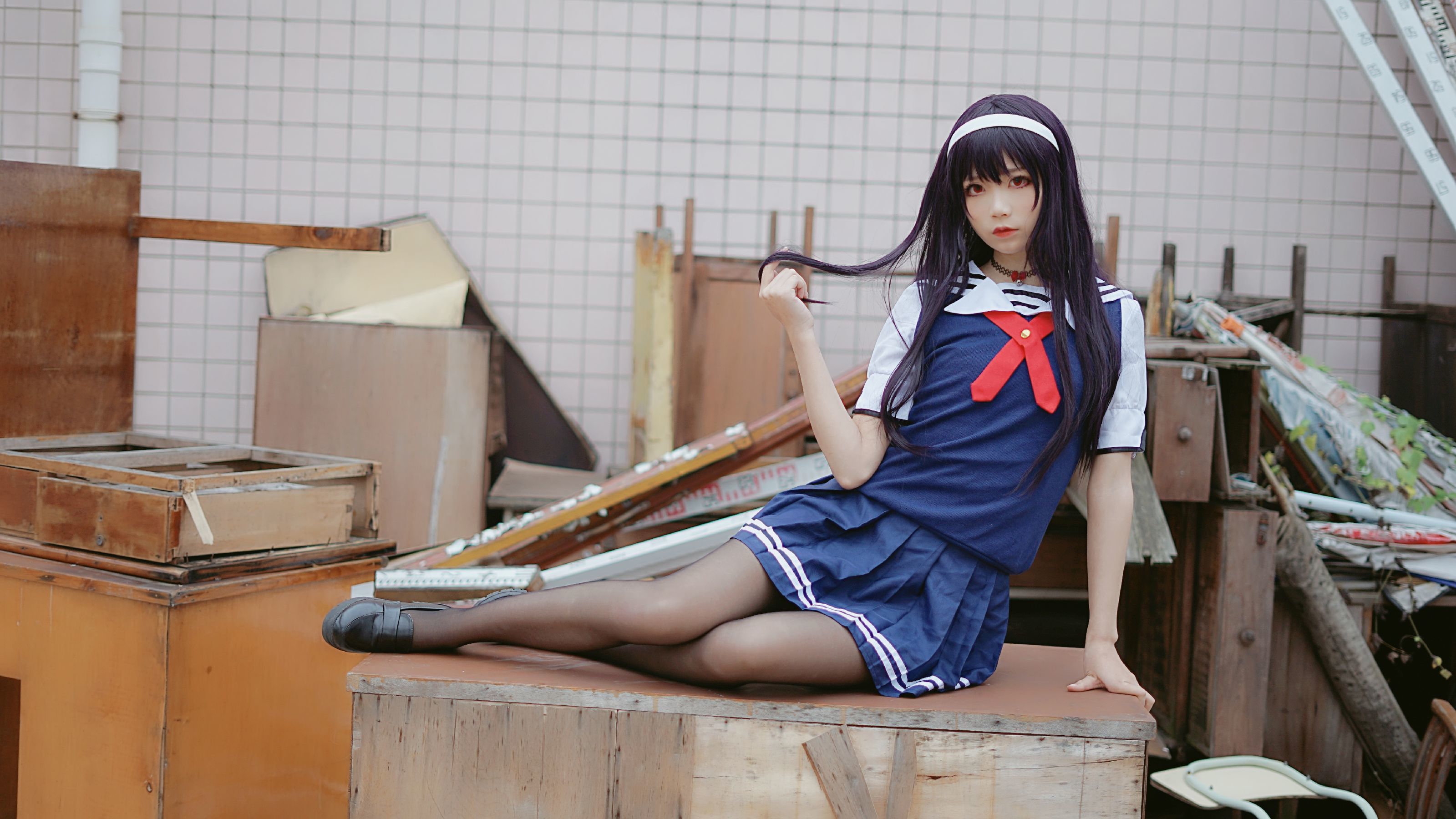 清纯少女五更百鬼 - 学姐校服-图1