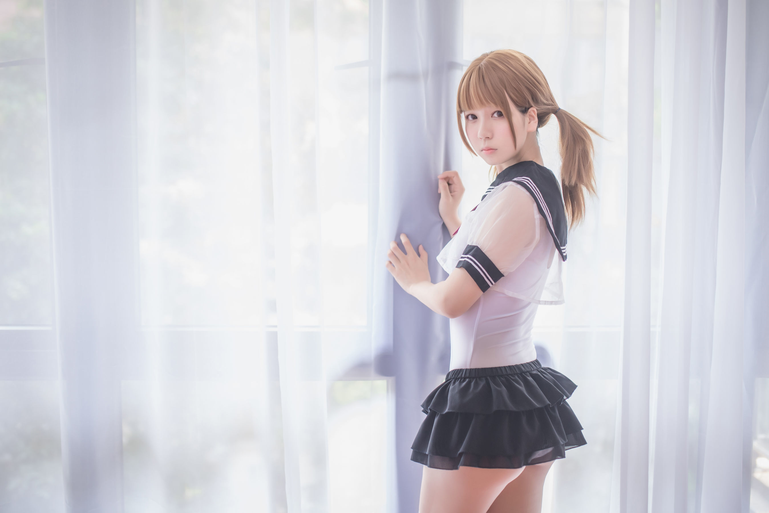 白金Saki - 学生服-图1