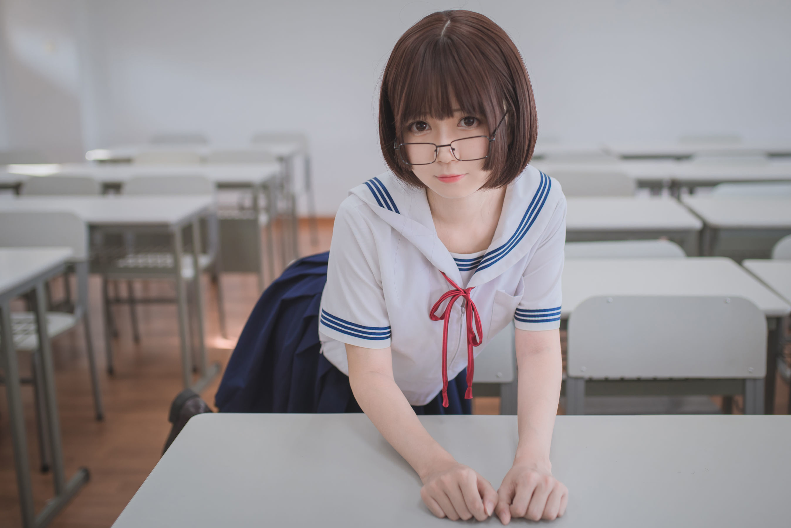 白金Saki - 蘑菇头黑丝JK-图0