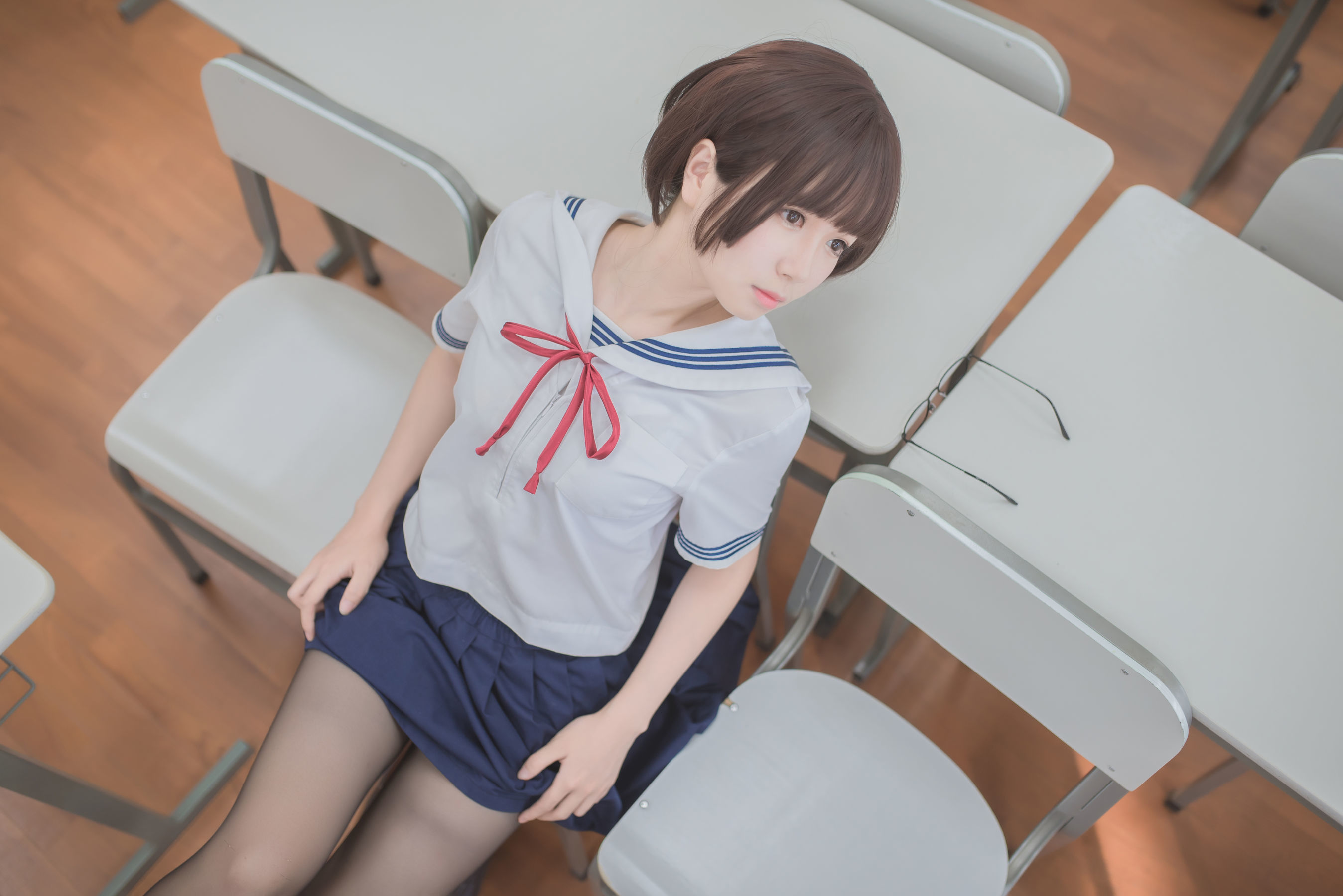 白金Saki - 蘑菇头黑丝JK-图14