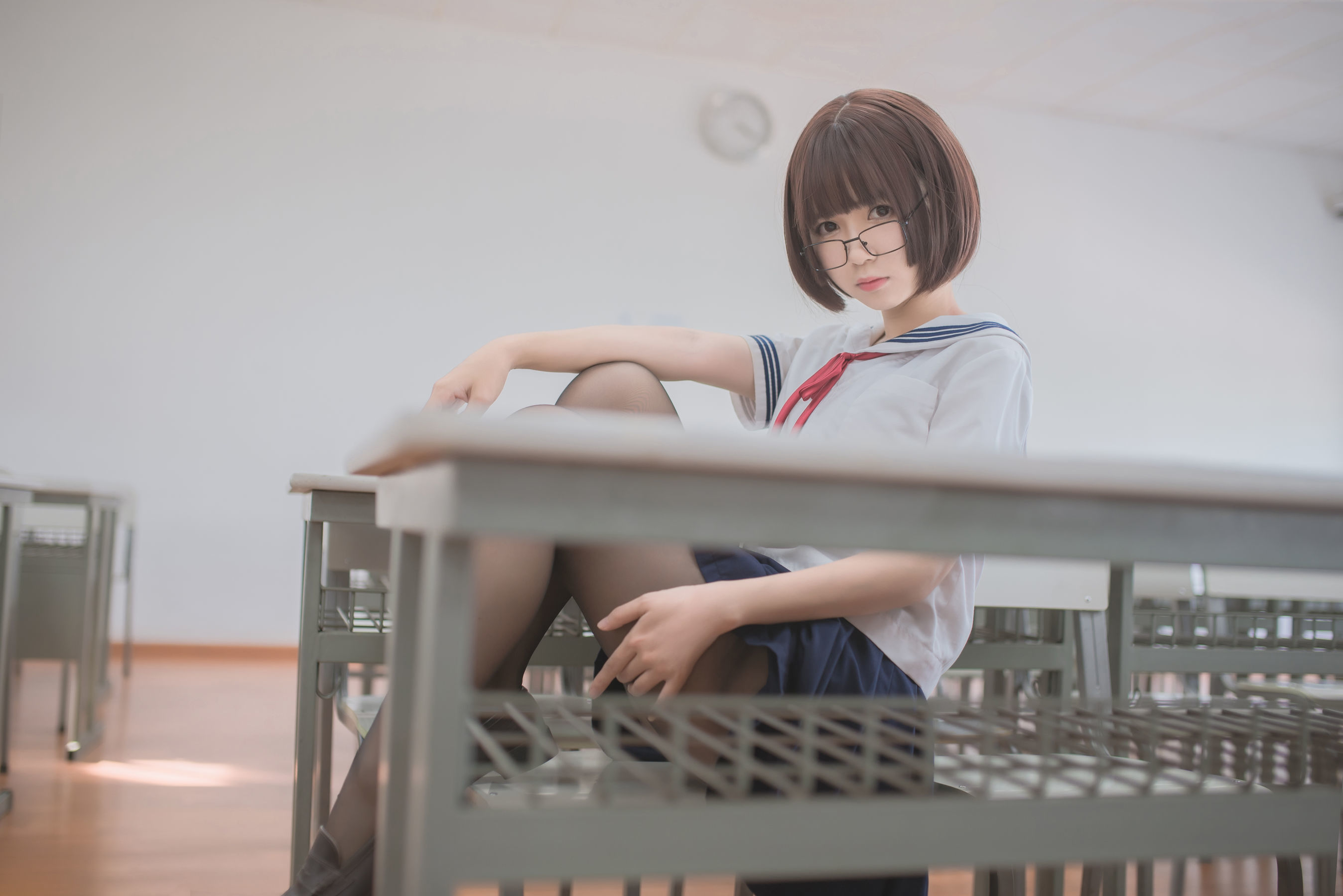 白金Saki - 蘑菇头黑丝JK-图4
