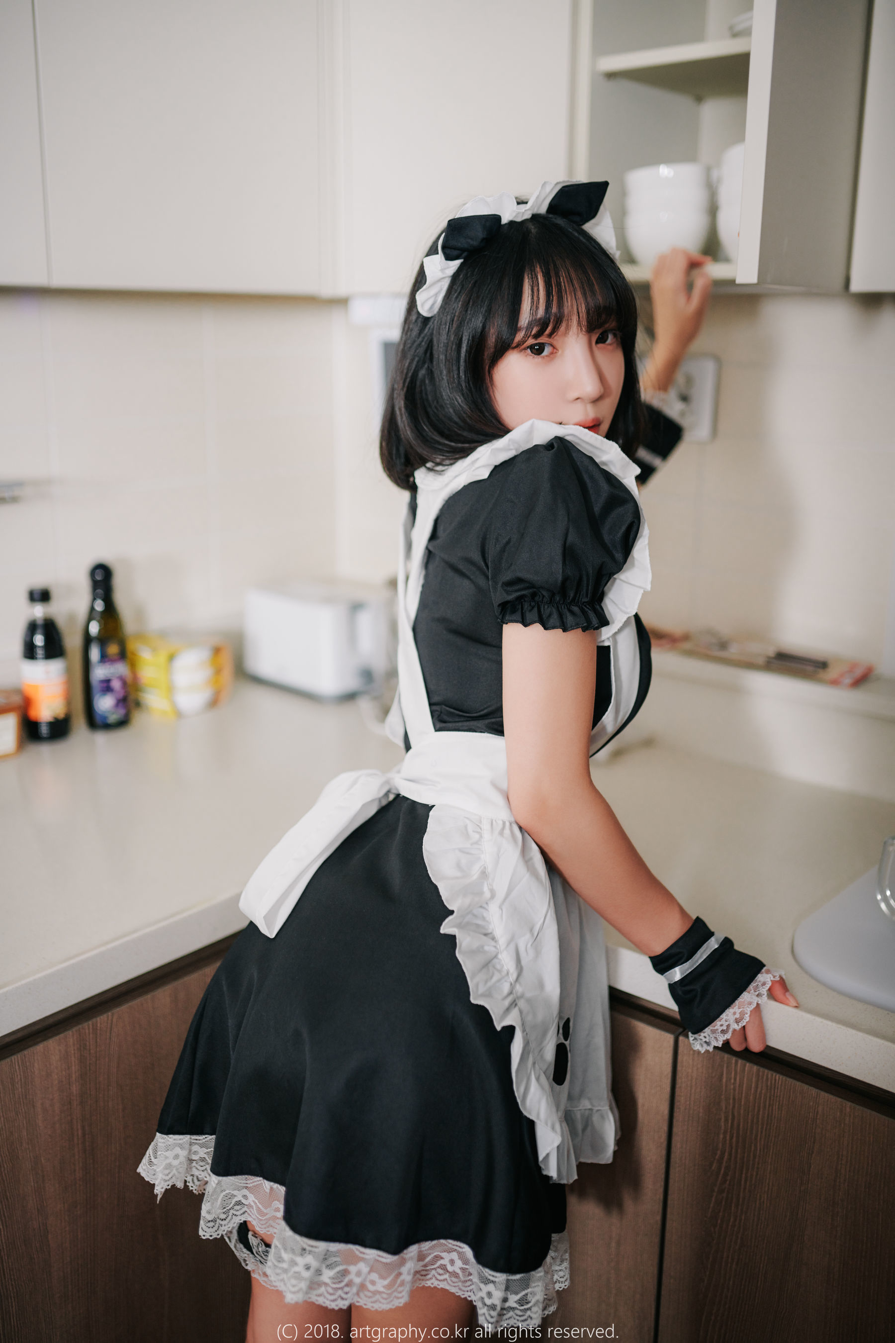 VOL.042 巨乳少女姜仁卿 - 黑丝制服+女仆诱惑-图39