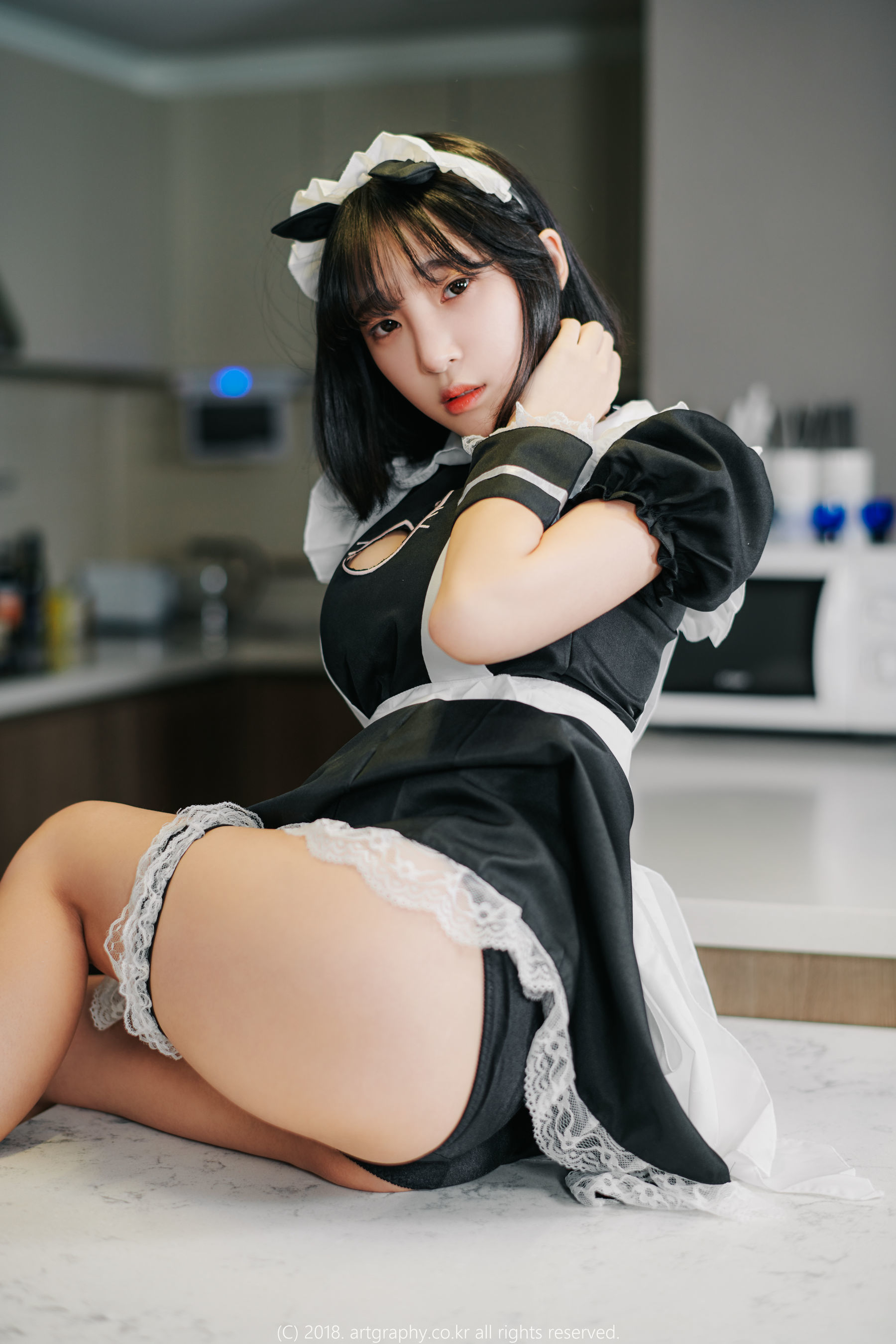 VOL.042 巨乳少女姜仁卿 - 黑丝制服+女仆诱惑-图56