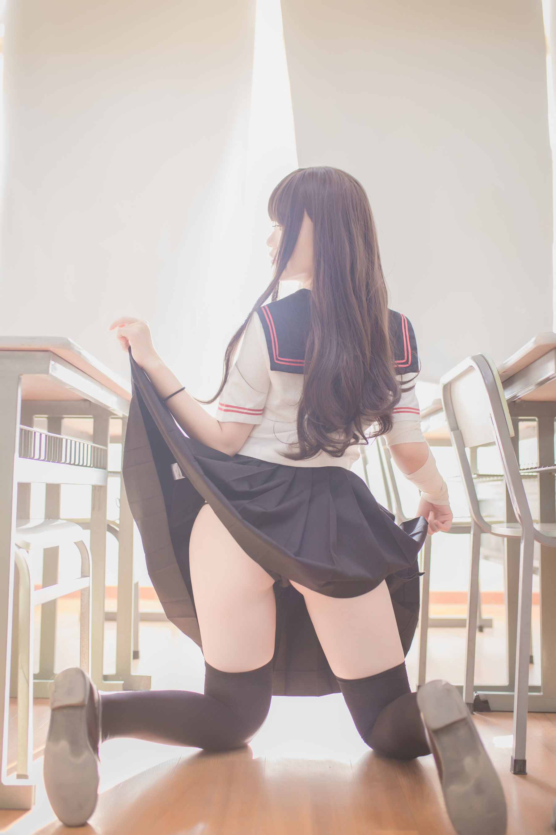 Yoko宅夏Cos - 黑丝JK-图1