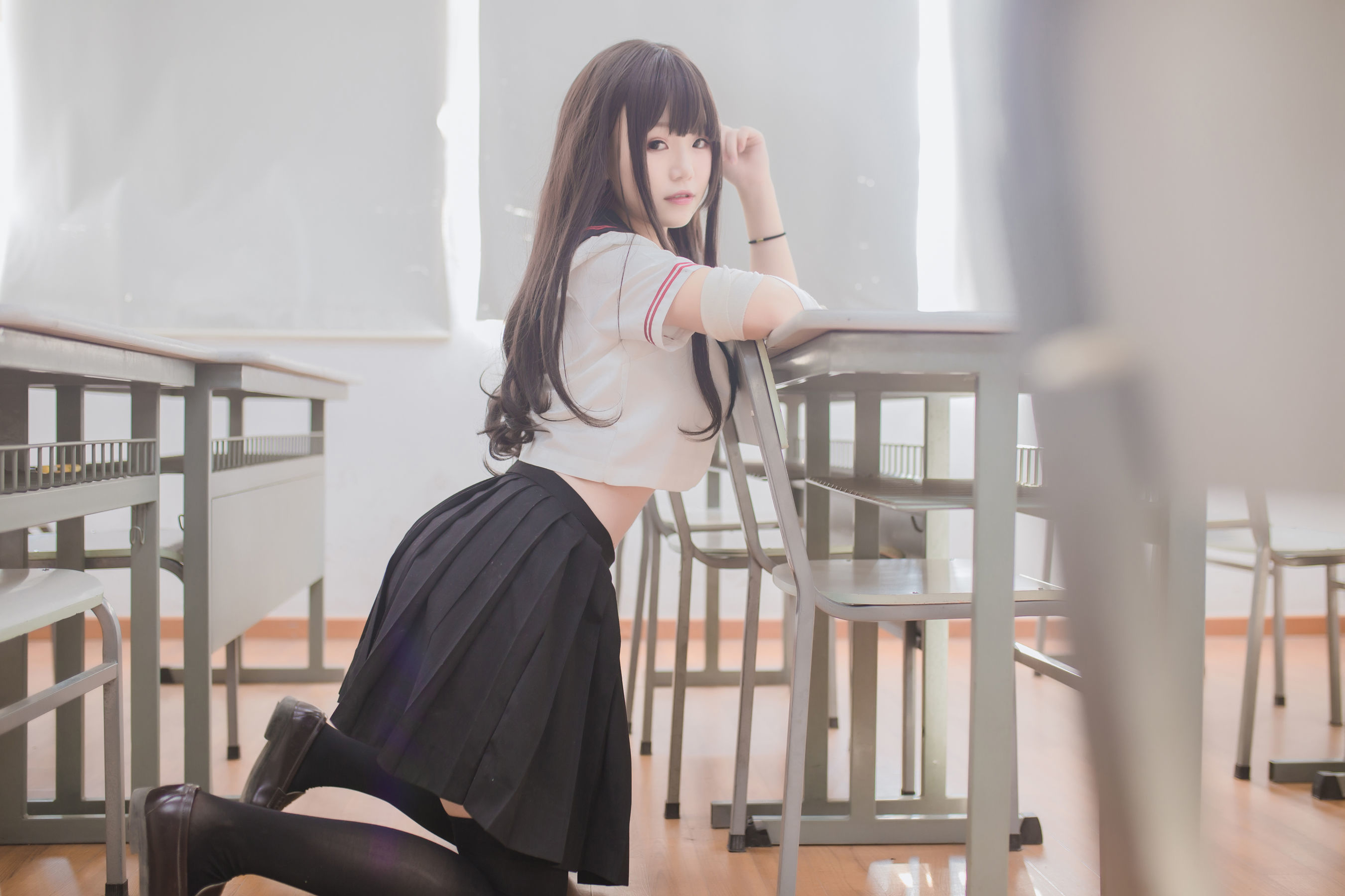 Yoko宅夏Cos - 黑丝JK-图2