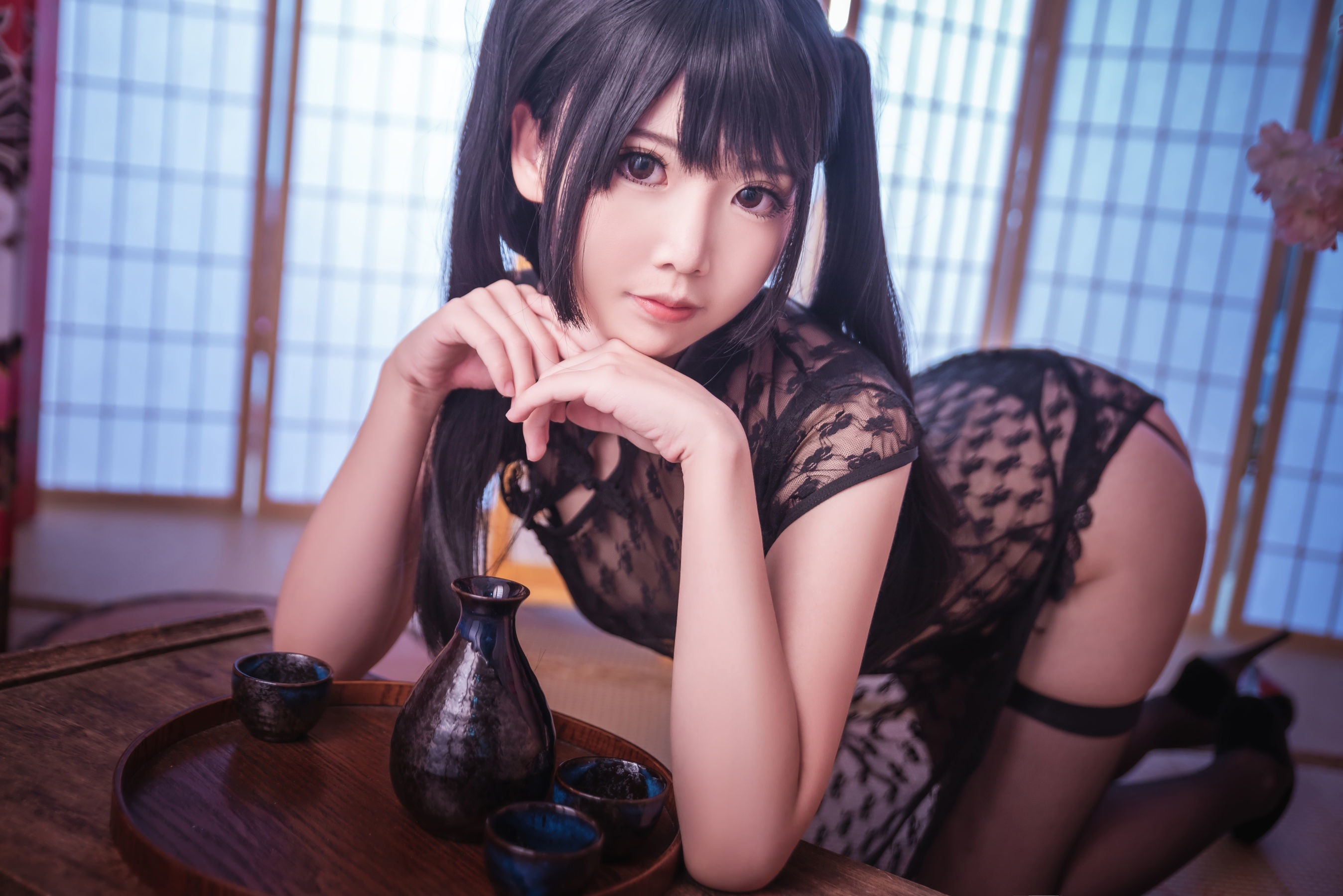面饼仙儿 - 黑丝情趣旗袍-图5