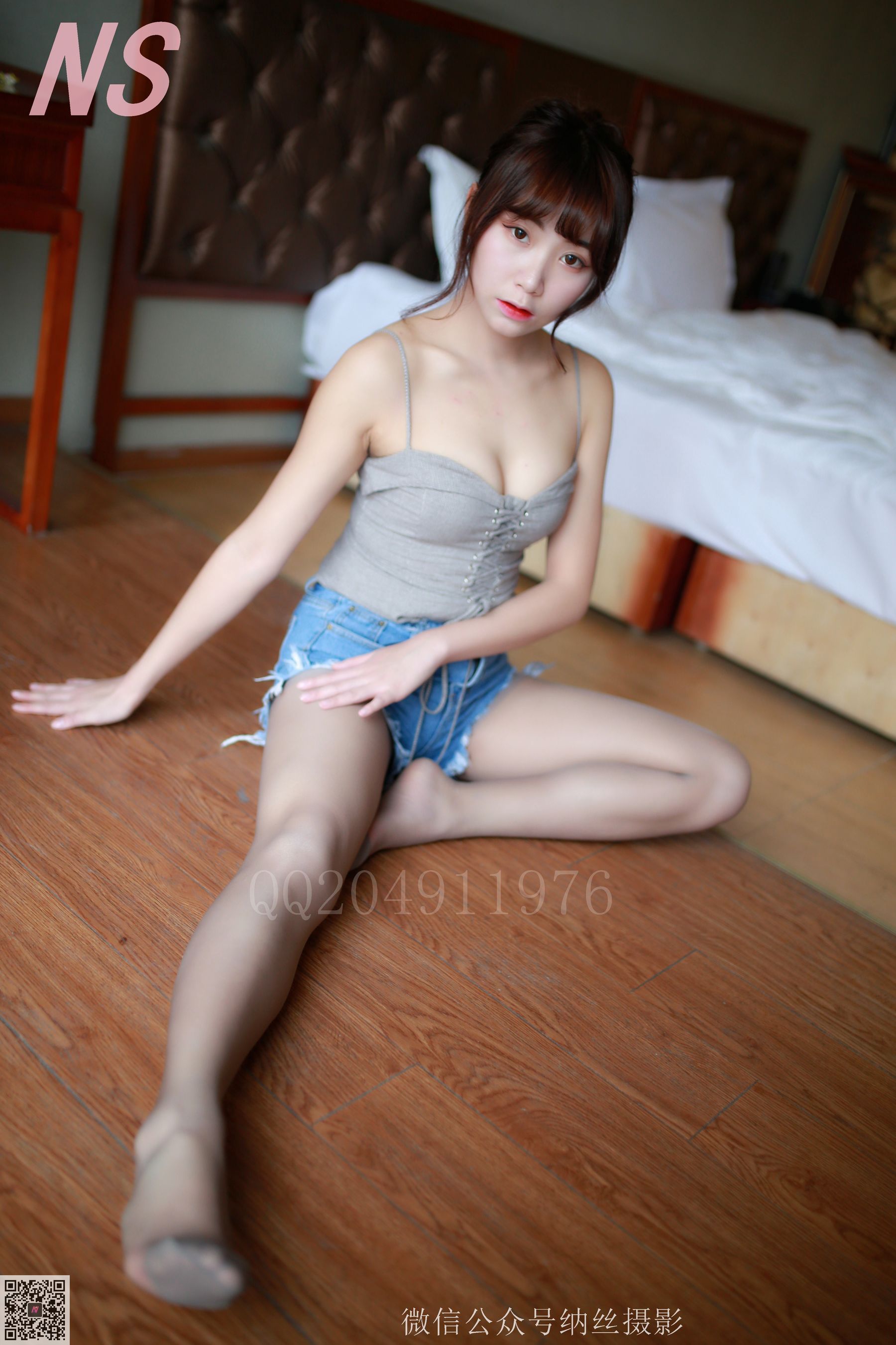 NO.103 灵儿 酒店里的灰丝牛仔短裤-图60