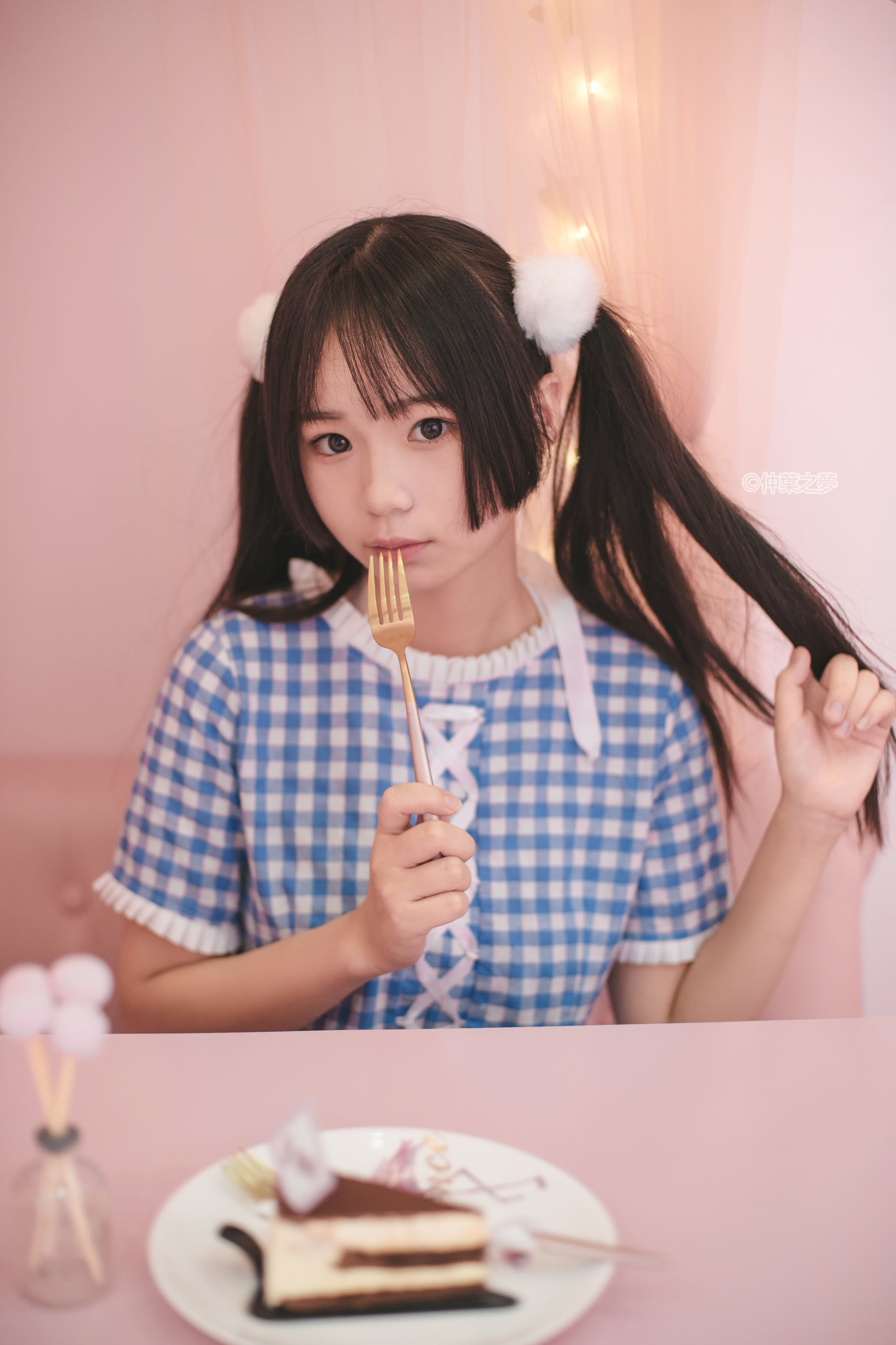 SPL.010  蓝白格子连衣裙-图4