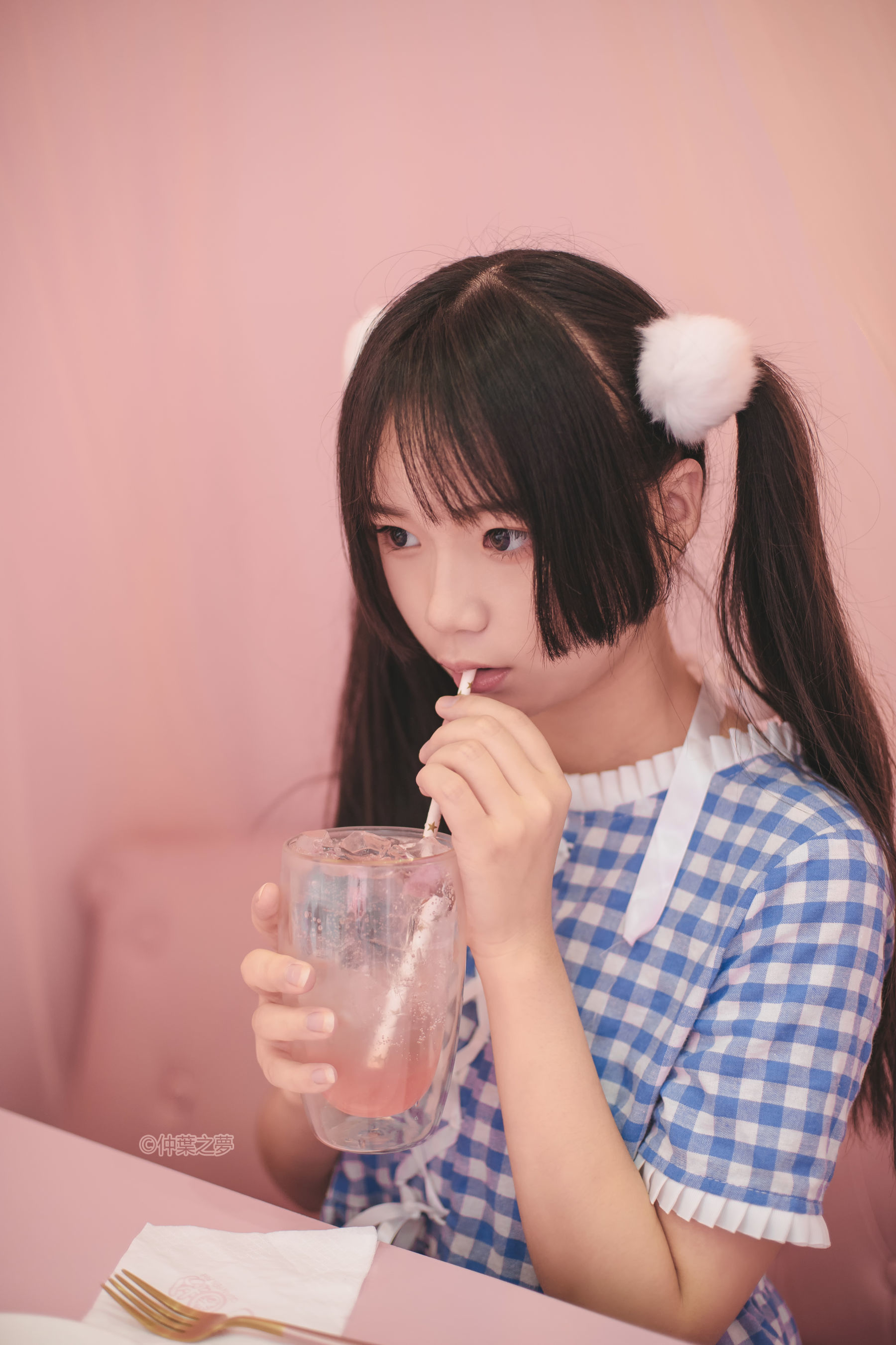 SPL.010  蓝白格子连衣裙-图6