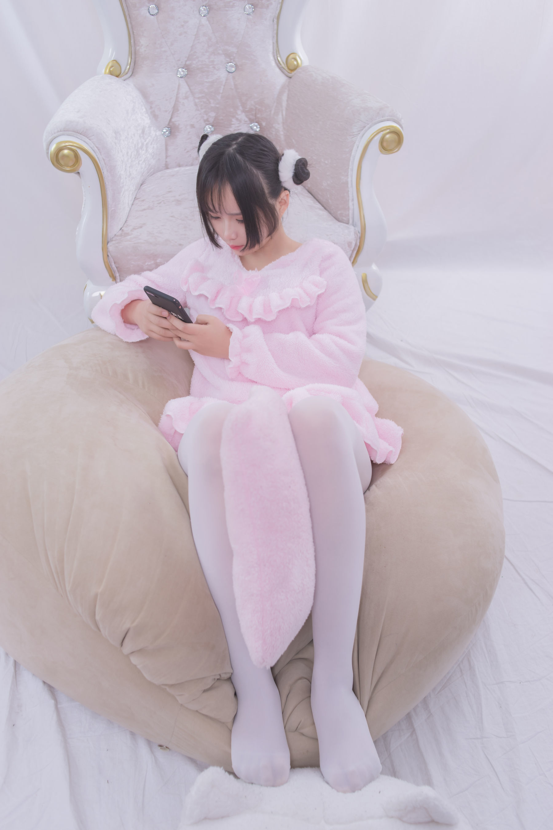 VOL.017  粉红毛茸茸睡衣白丝少女-图44