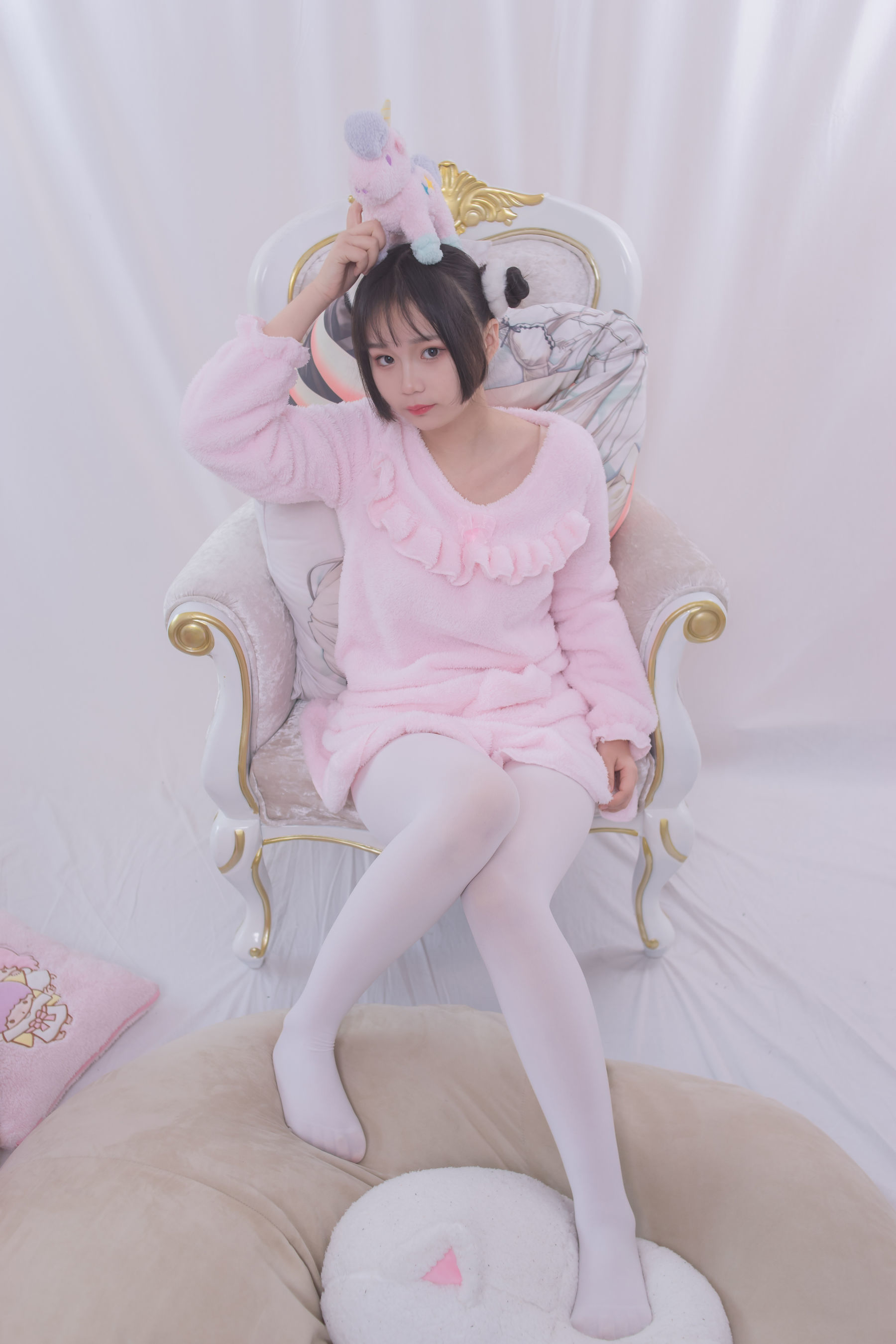 VOL.017  粉红毛茸茸睡衣白丝少女-图66