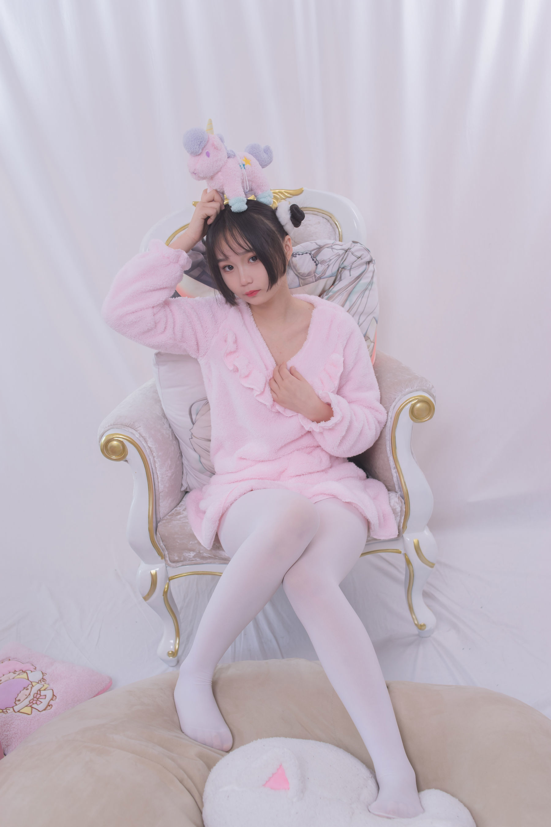 VOL.017  粉红毛茸茸睡衣白丝少女-图67