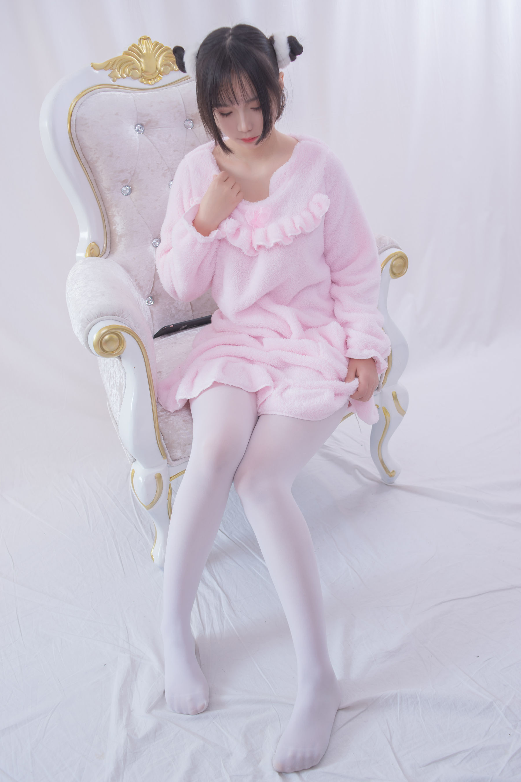 VOL.017  粉红毛茸茸睡衣白丝少女-图6