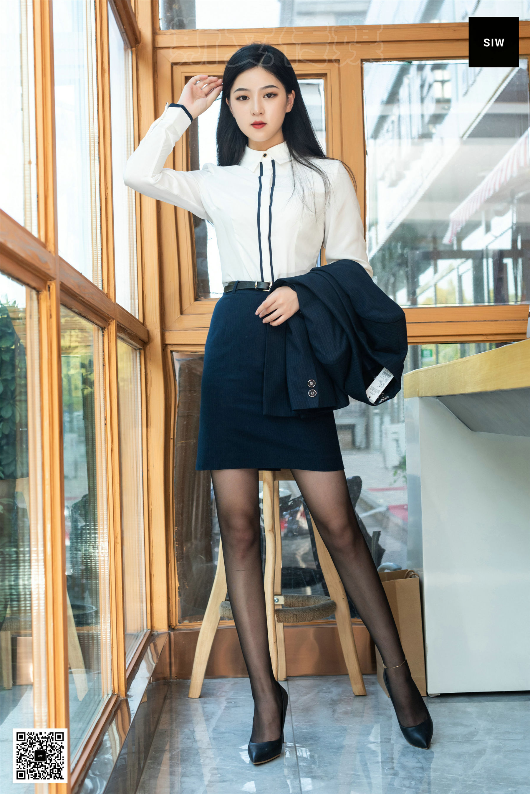 小谈 公司白领衬衣短裙西装制服三件套-图2
