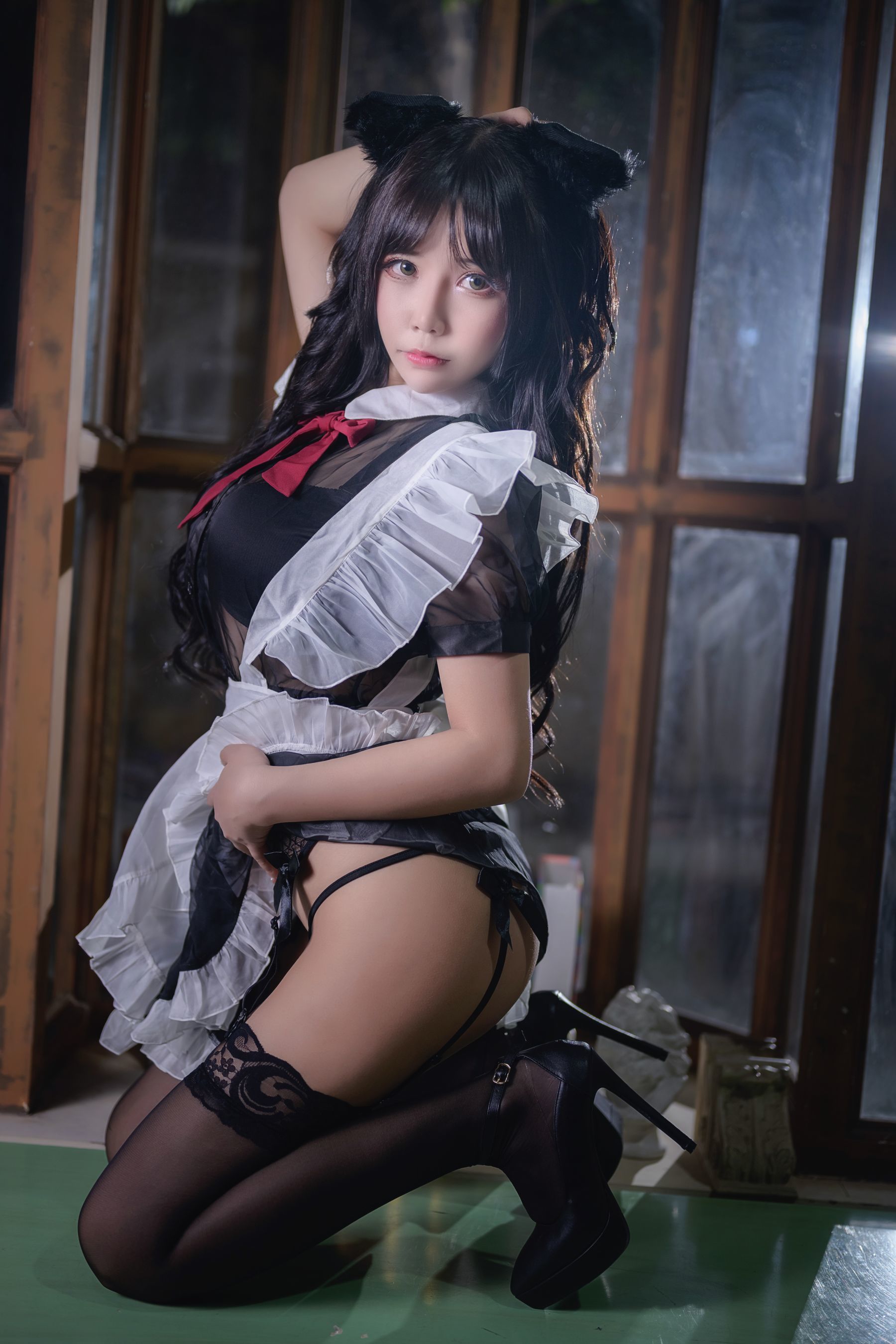 二次元妹子抱走莫子aa 黑丝猫咪小女仆-图23