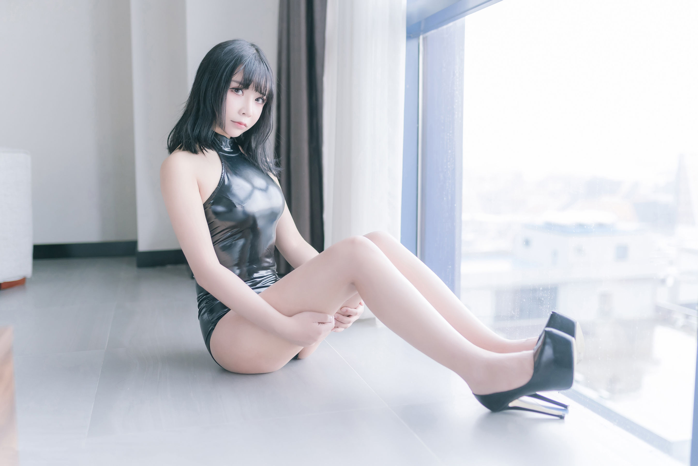 二次元妹子抱走莫子aa 黑胶高跟鞋-图15