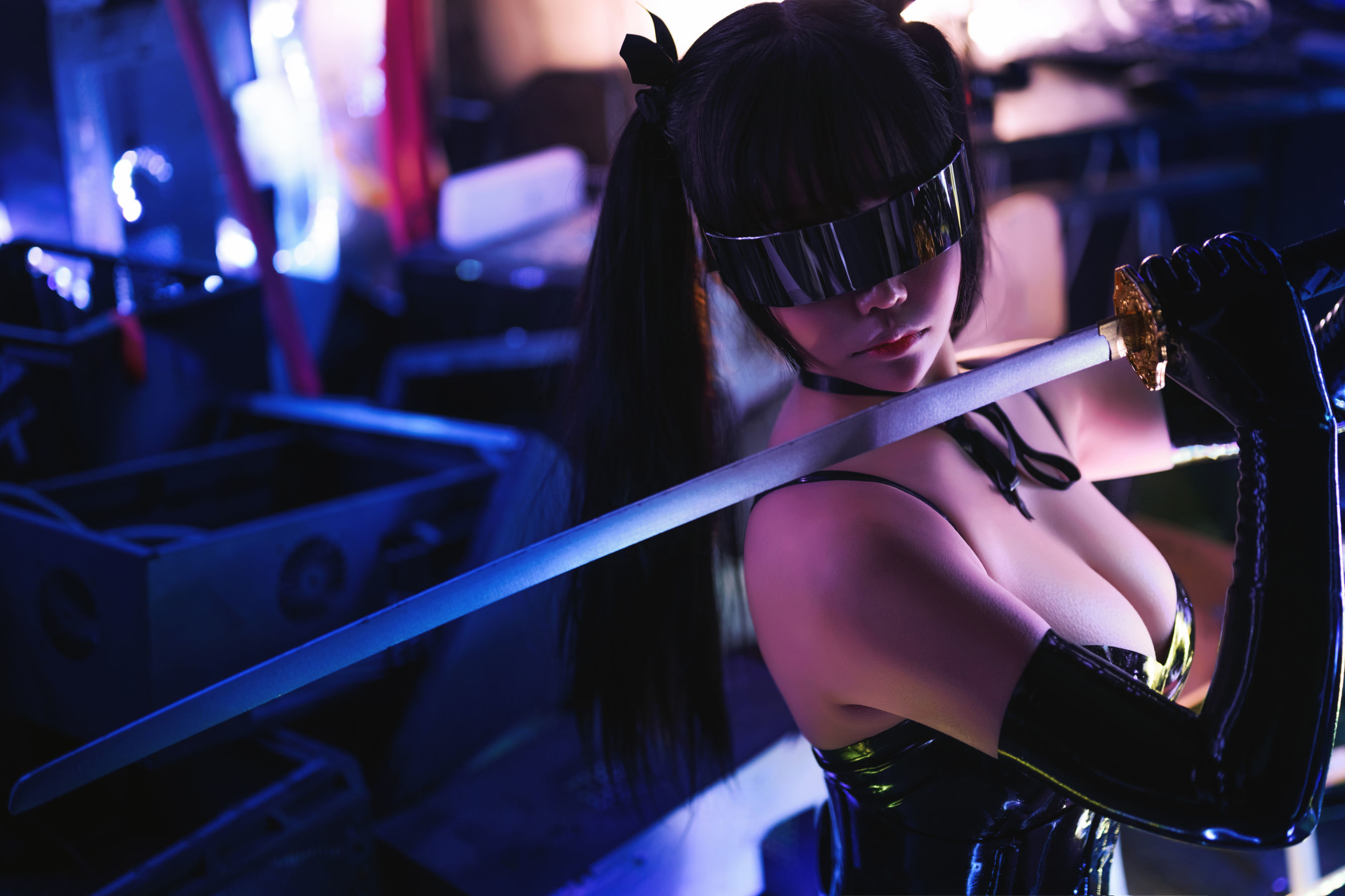 二次元妹子抱走莫子aa 情趣闪亮胶衣-图22